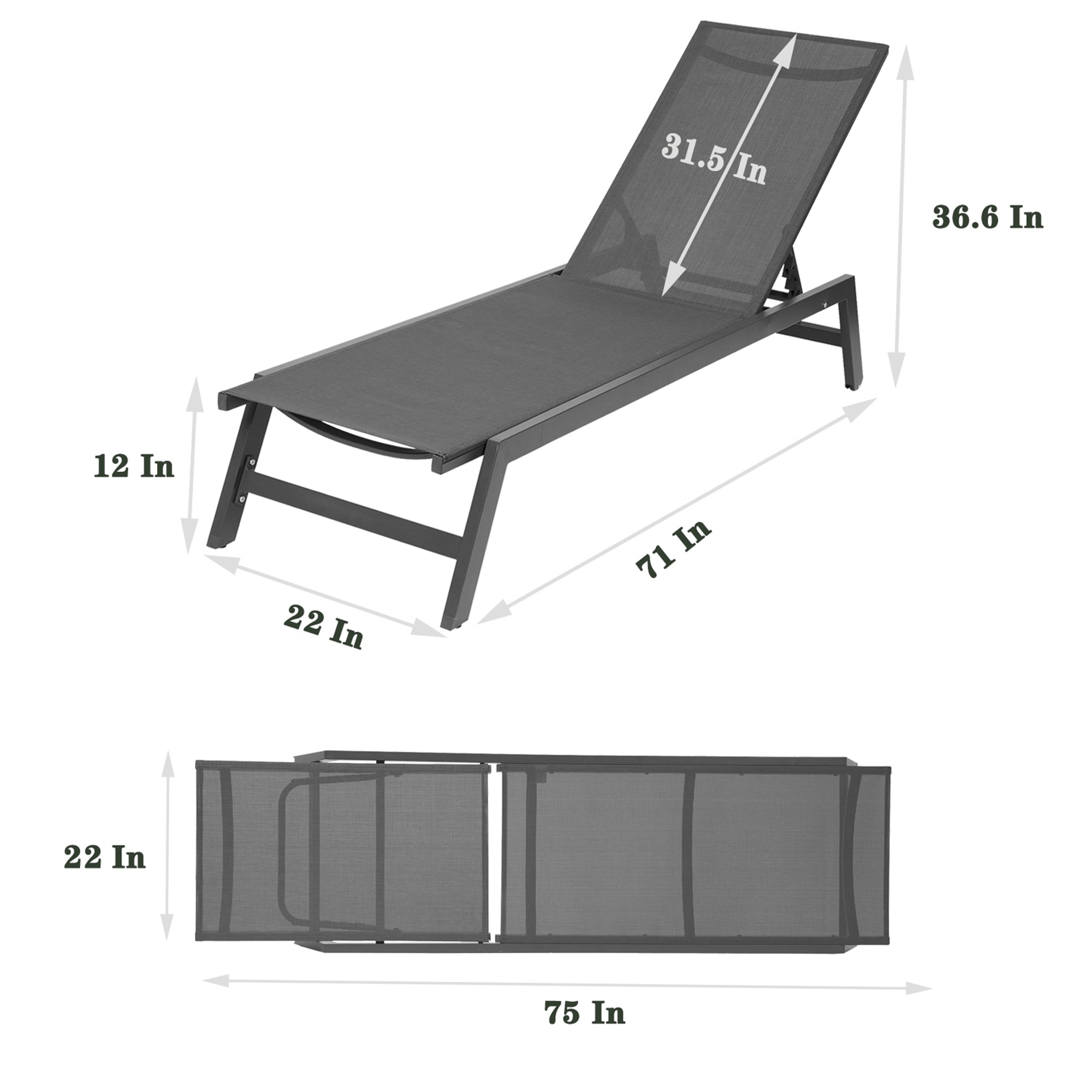 2 Pieces Outdoor Chaise Lounge Chair Set With Cushions