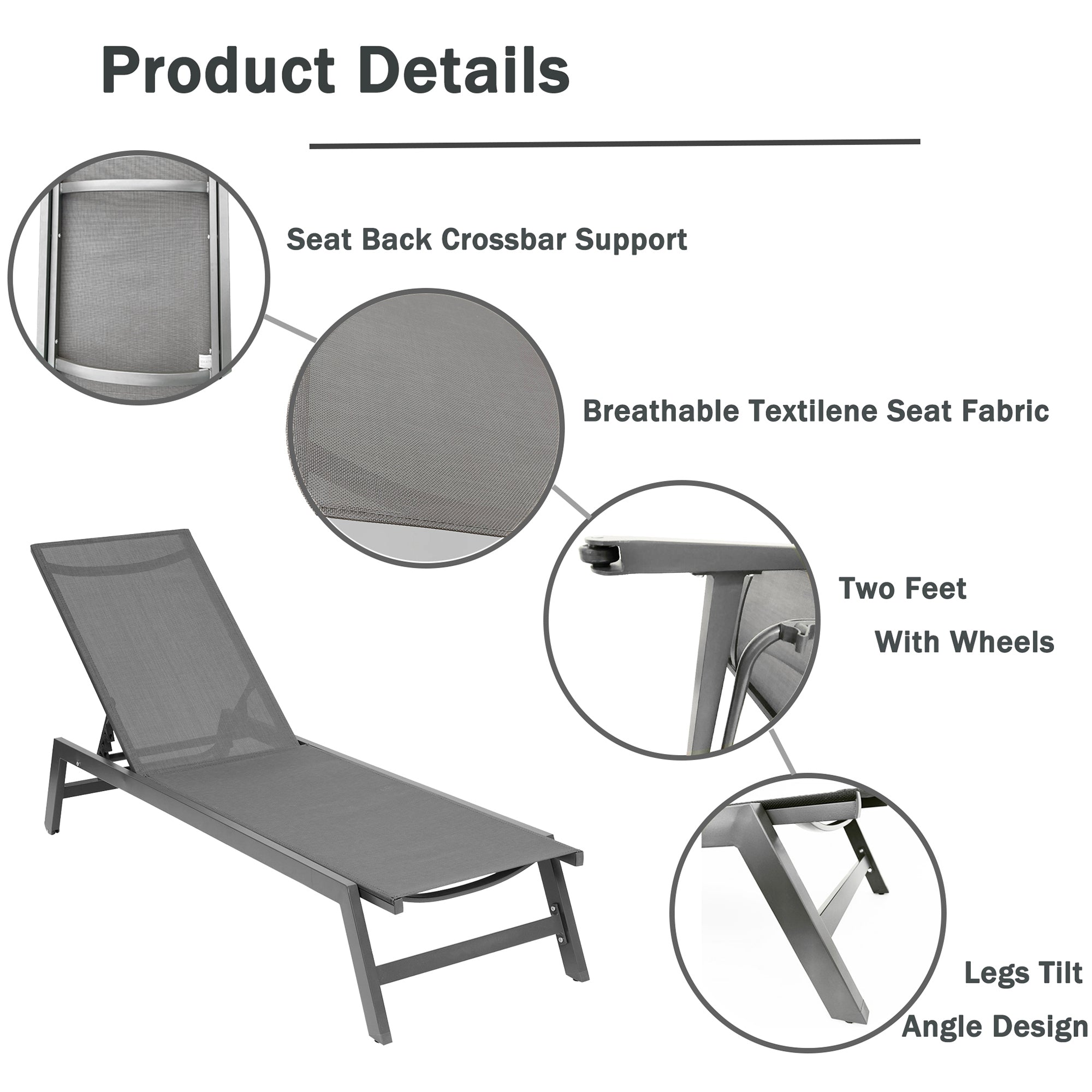 2 Pieces Outdoor Chaise Lounge Chair Set With Cushions