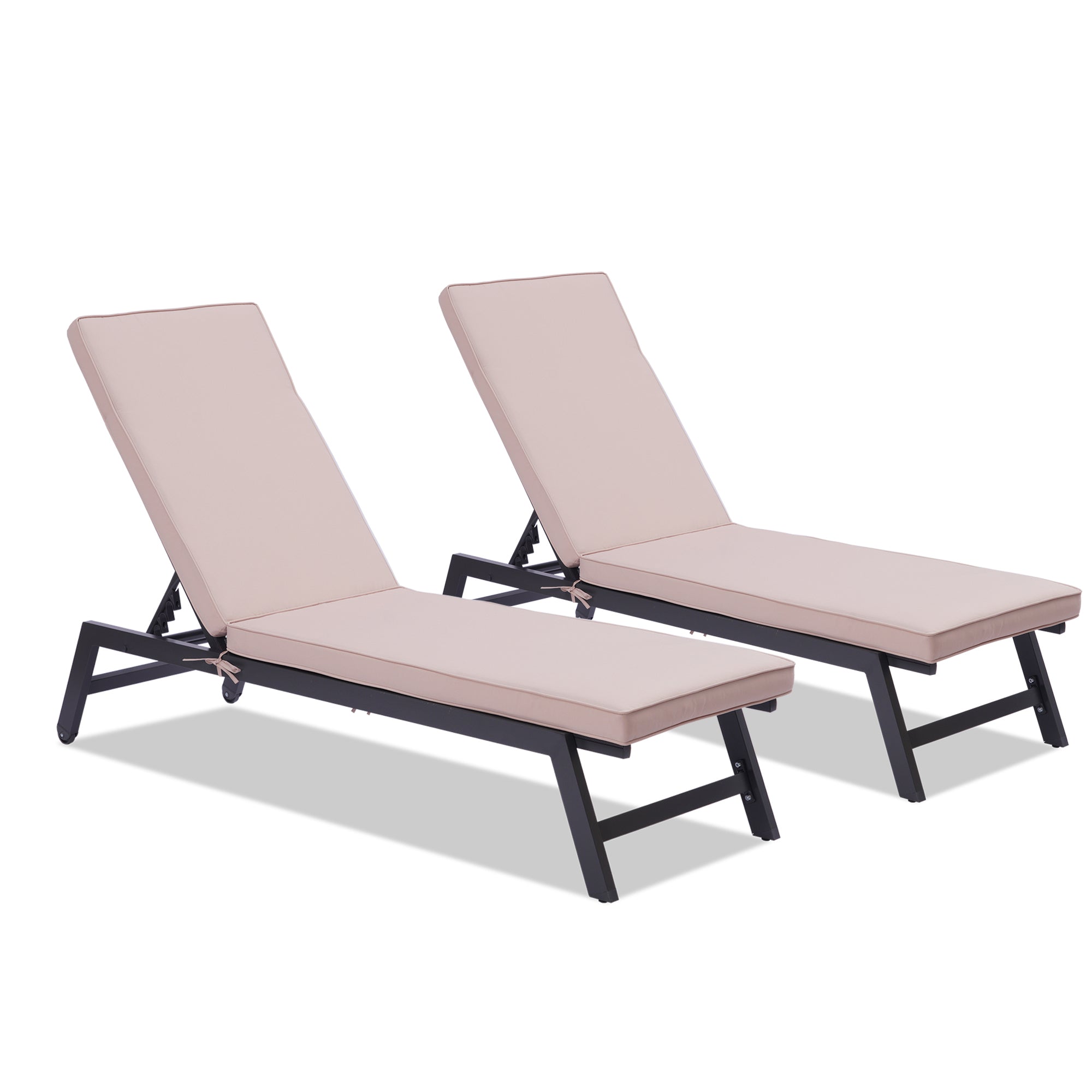 2 Pieces Outdoor Chaise Lounge Chair Set With Cushions