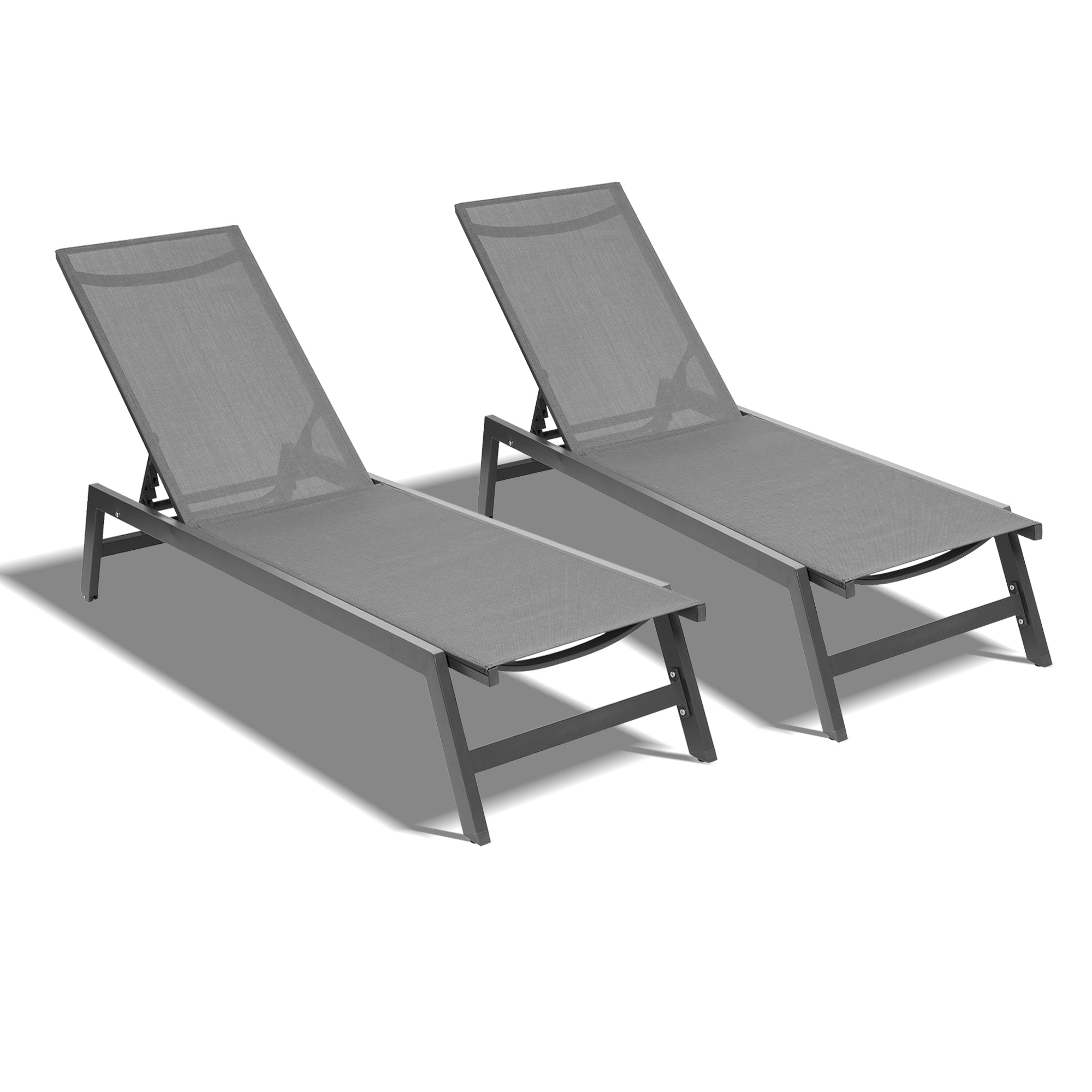 2 Pieces Outdoor Chaise Lounge Chair Set With Cushions