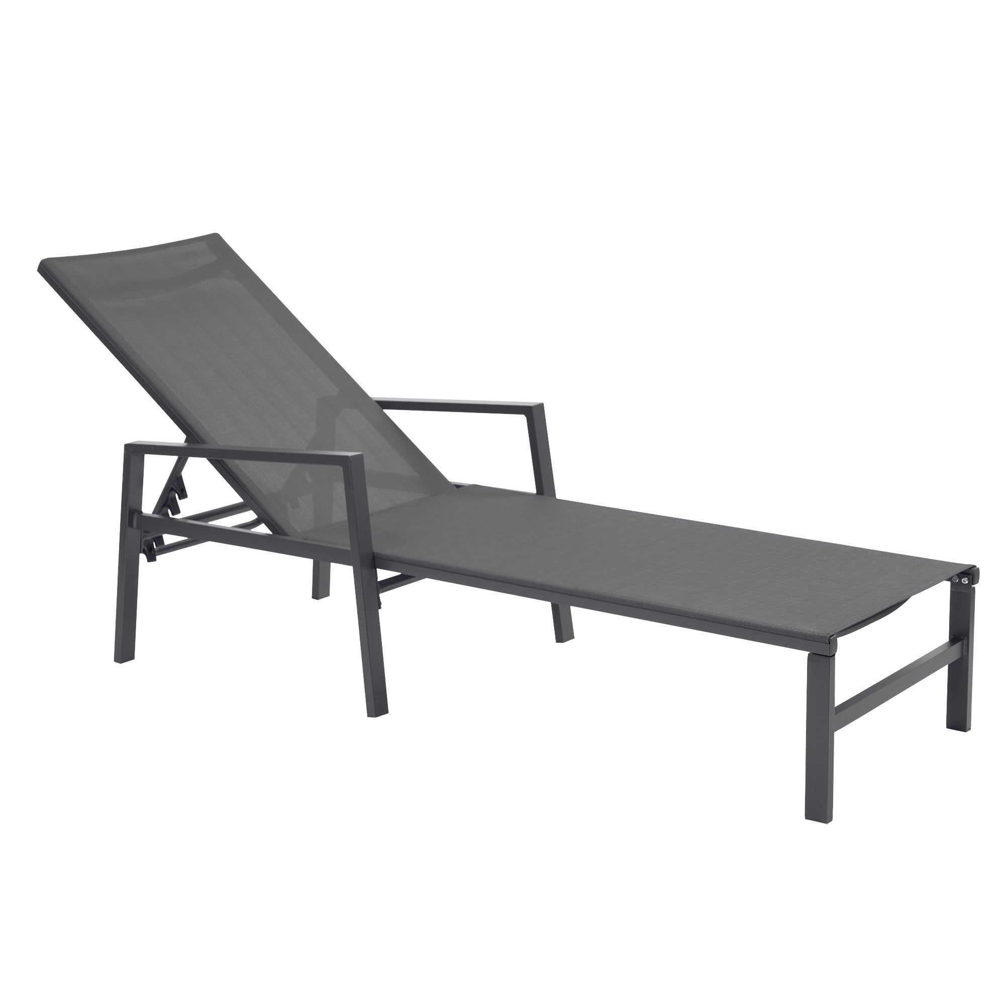 2 Pieces Set Patio Chaise Lounges With Armrests