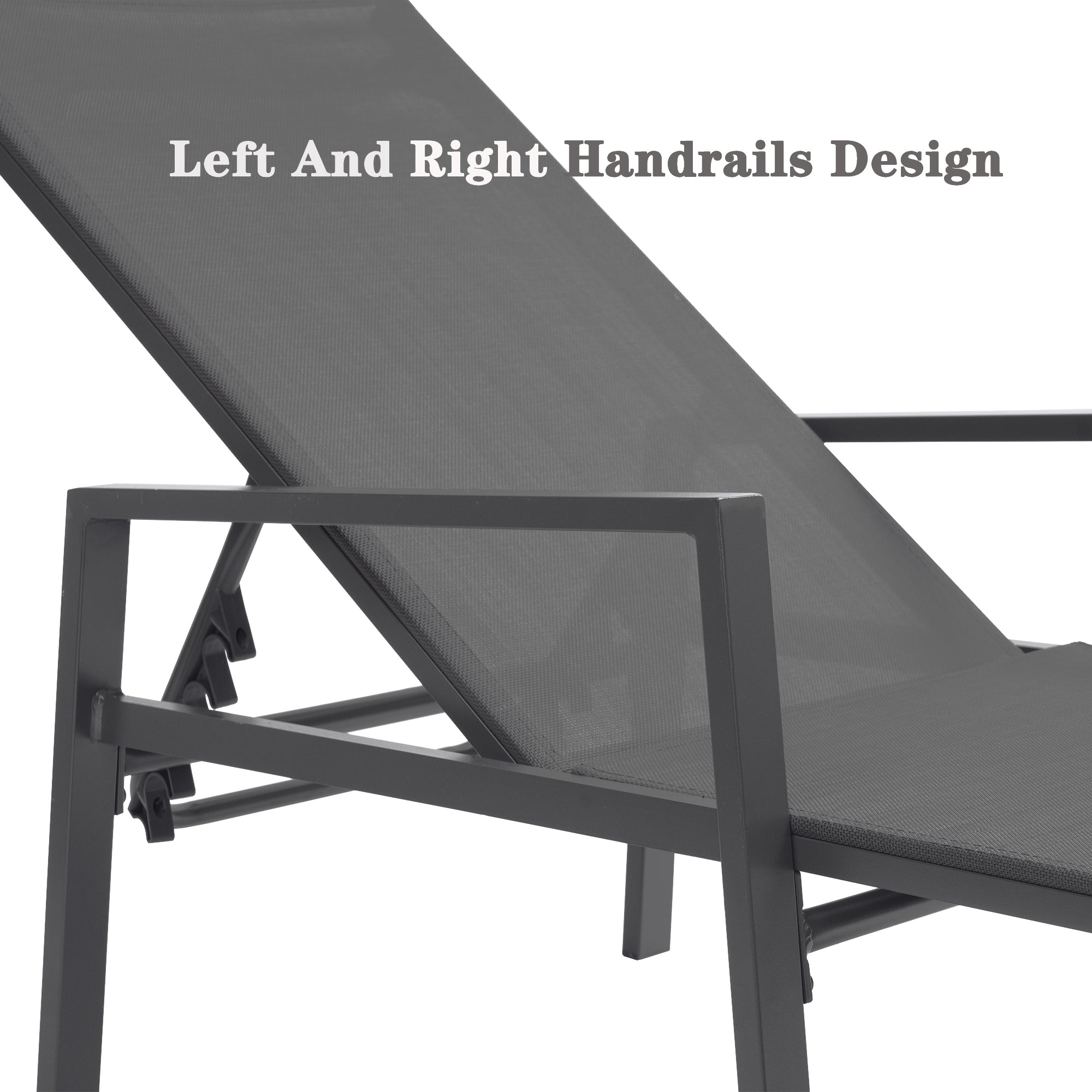 2 Pieces Set Patio Chaise Lounges With Armrests