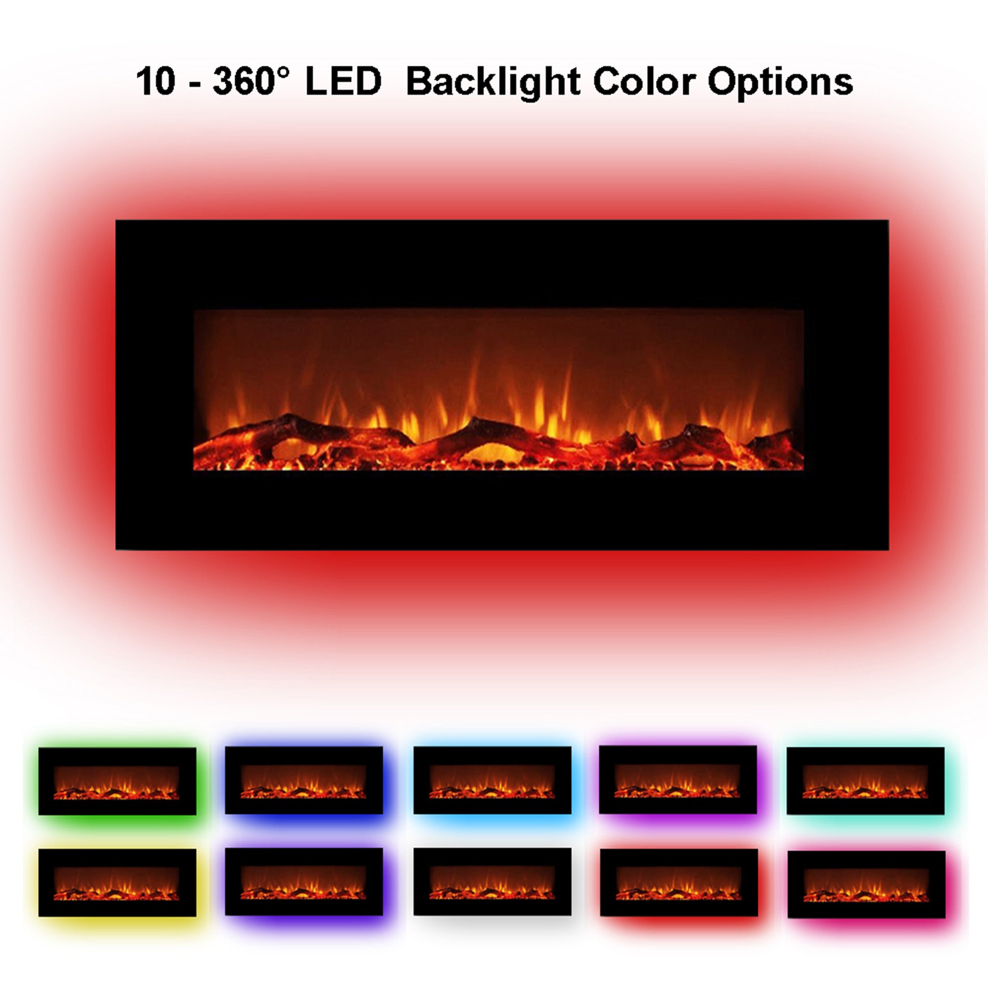42-inch Wall Mounted Electric Fireplace with Backlight
