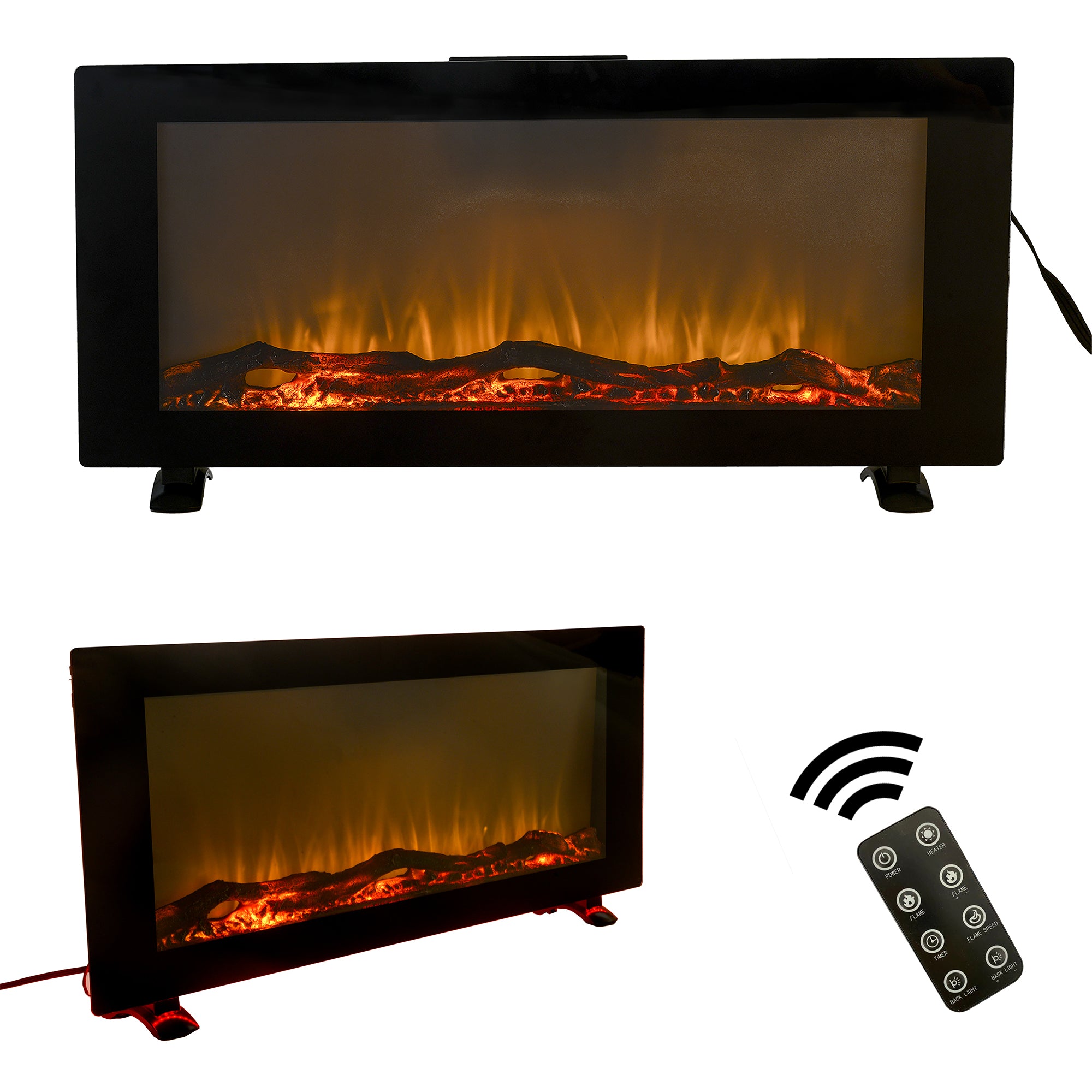 42-inch Wall Mounted Electric Fireplace with Backlight