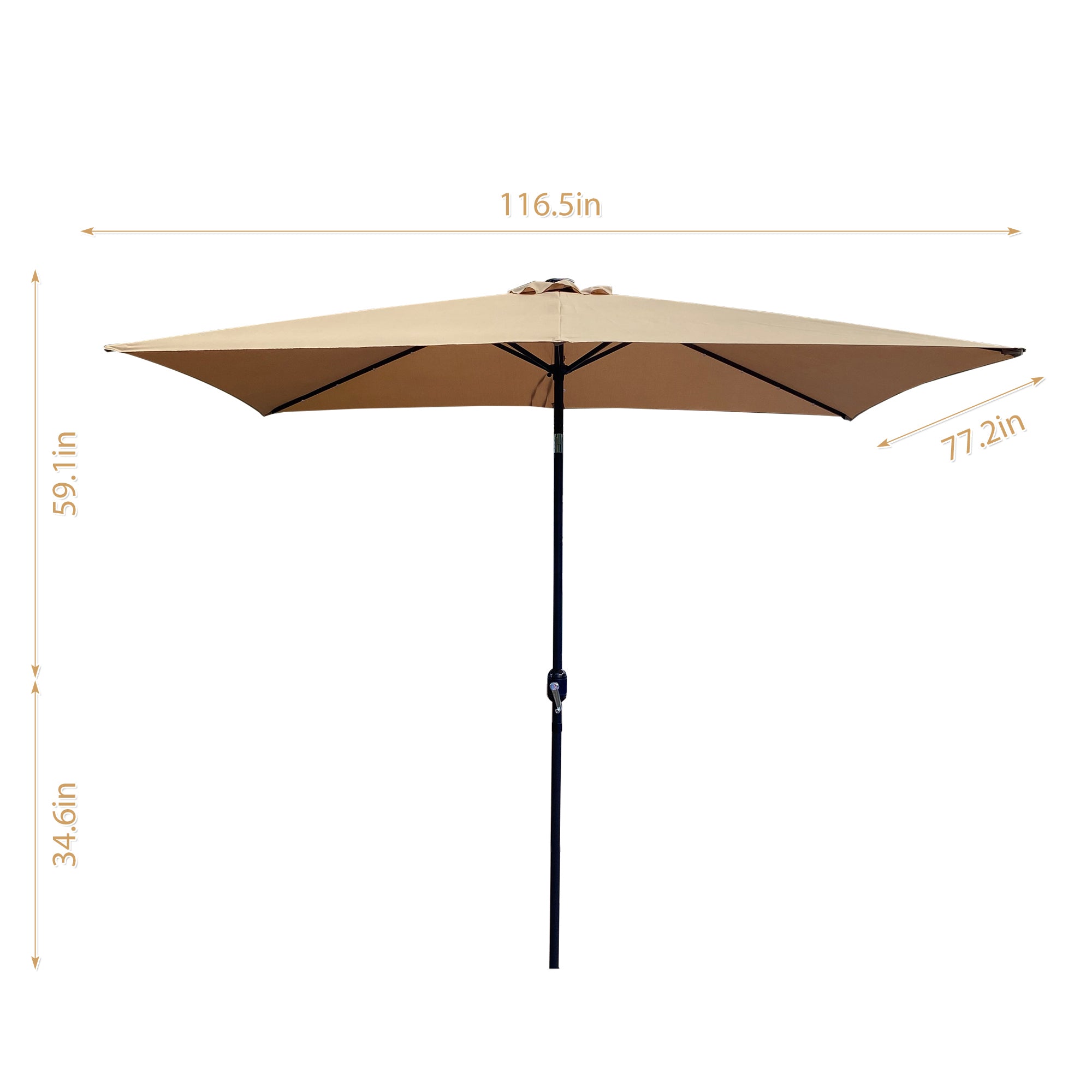 10' Outdoor Patio Rectangular Umbrella With Solar LED Lights