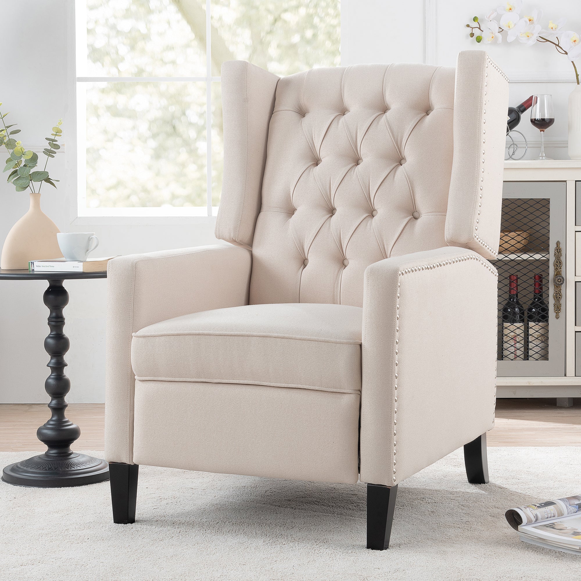 27" Wide Tufted Fabric Wingback Chair