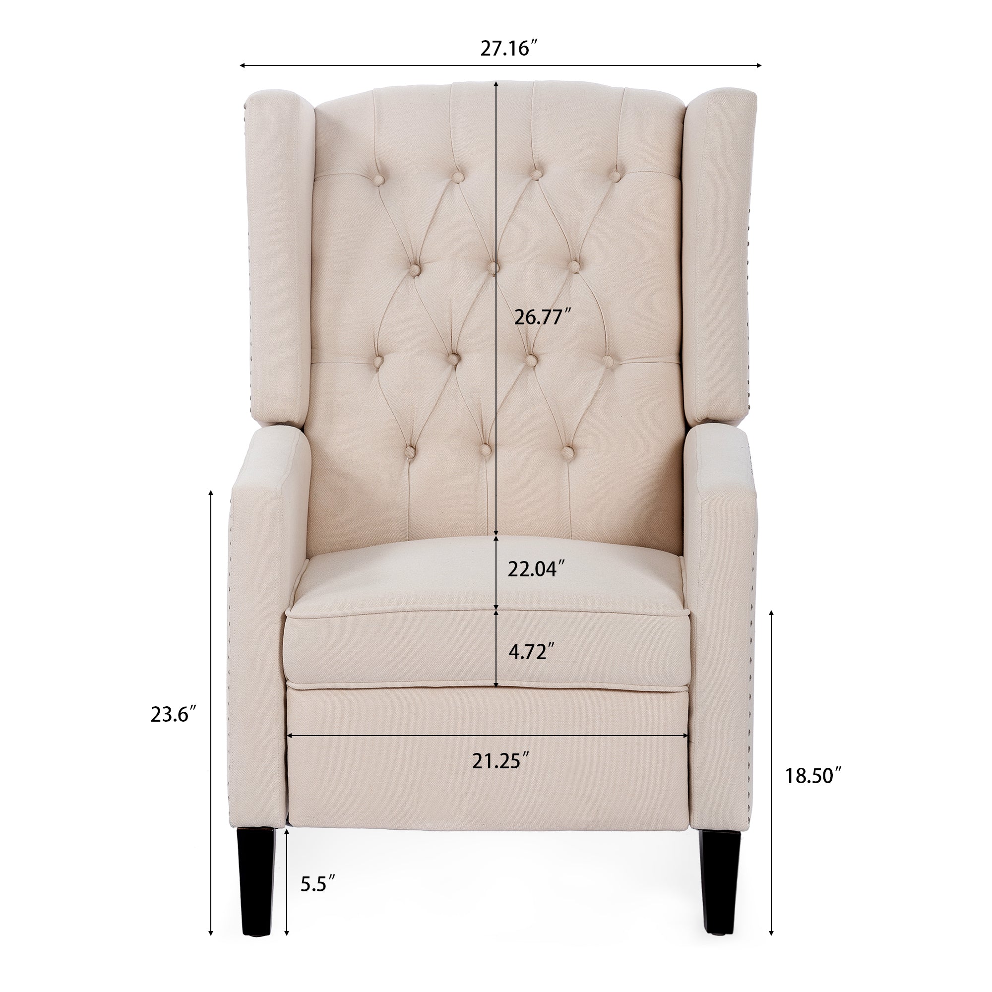 27" Wide Tufted Fabric Wingback Chair