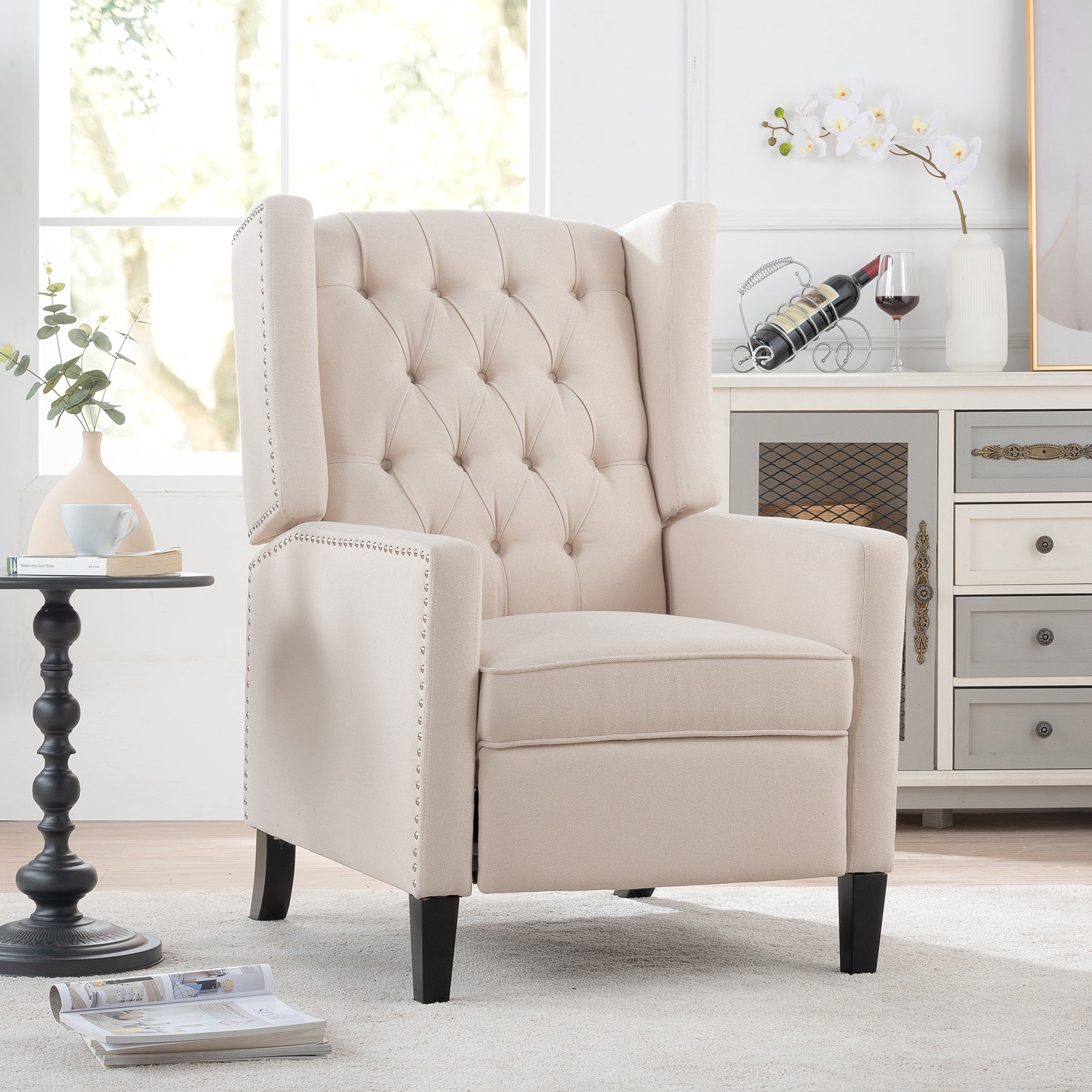 27" Wide Tufted Fabric Wingback Chair