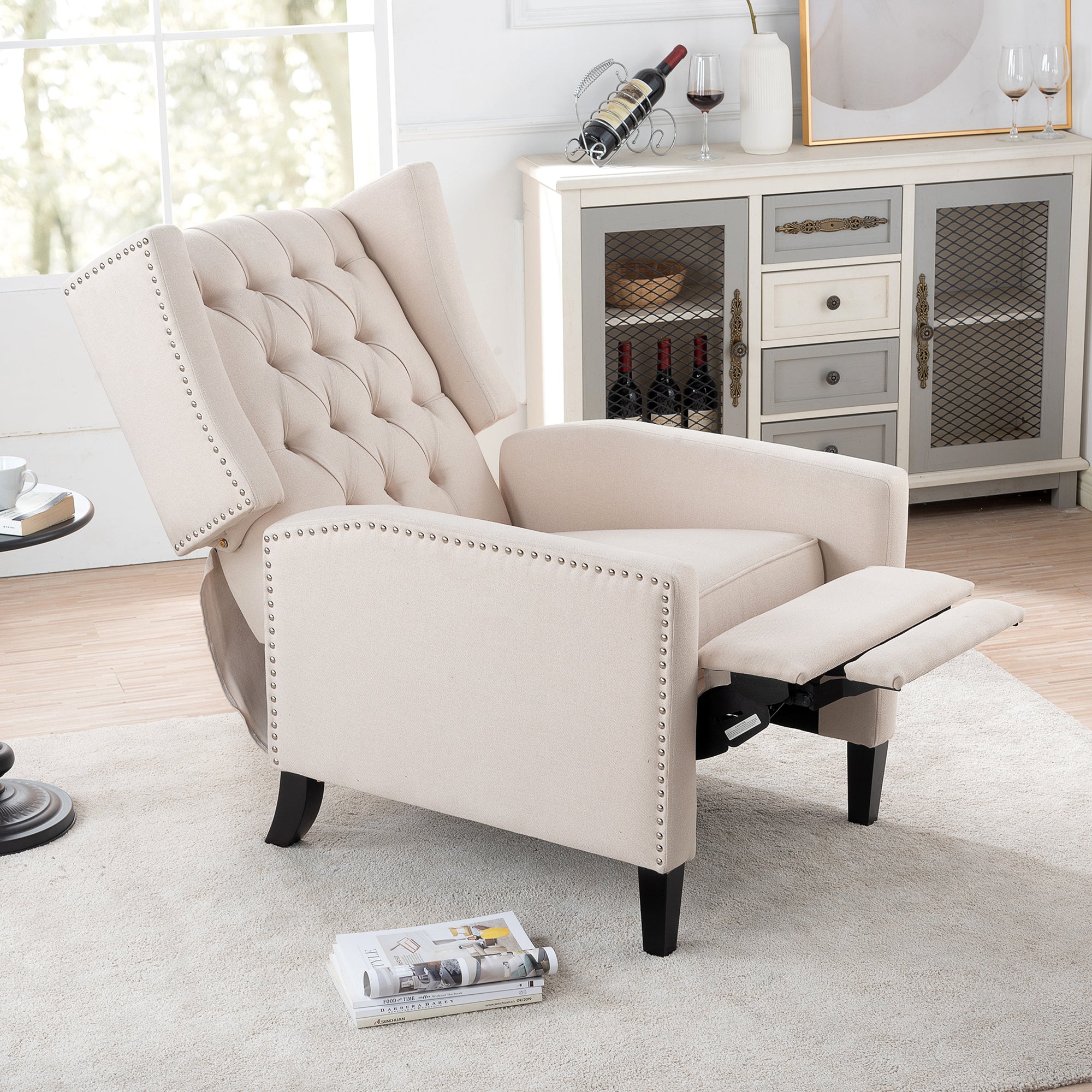 27" Wide Tufted Fabric Wingback Chair