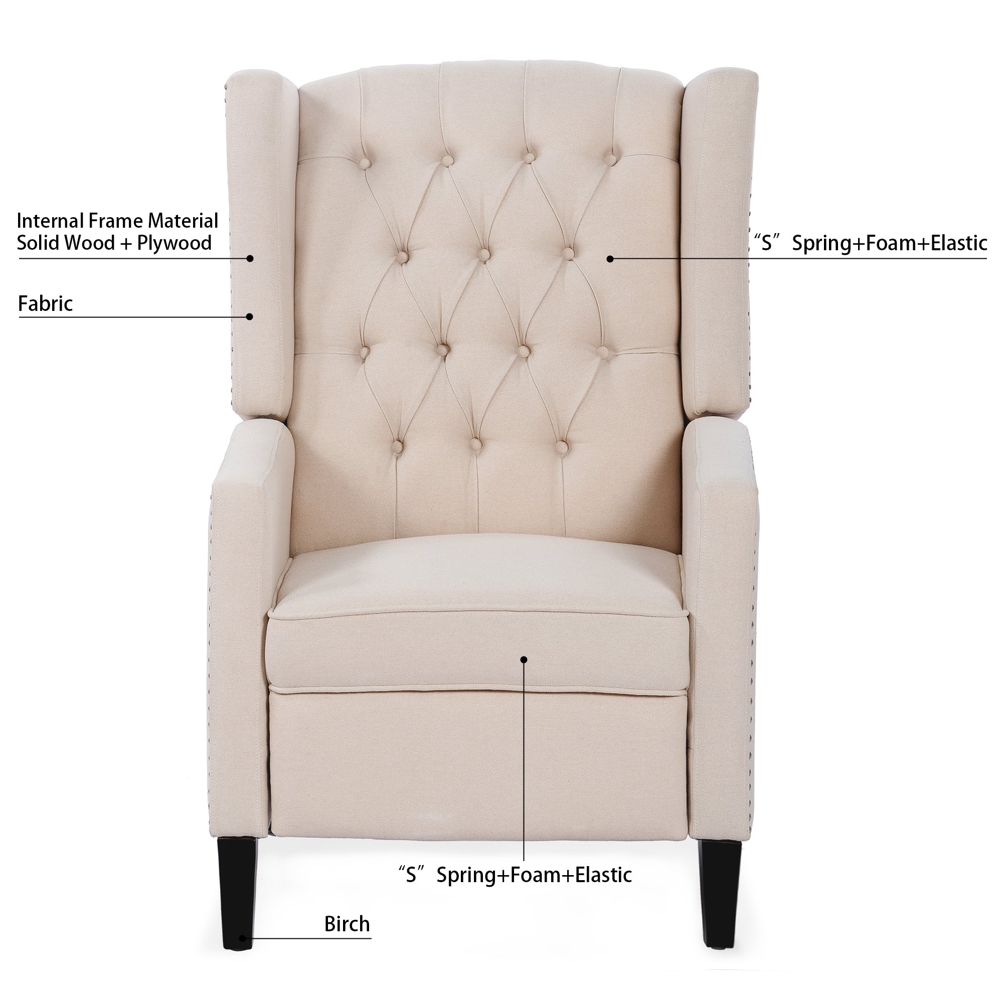 27" Wide Tufted Fabric Wingback Chair