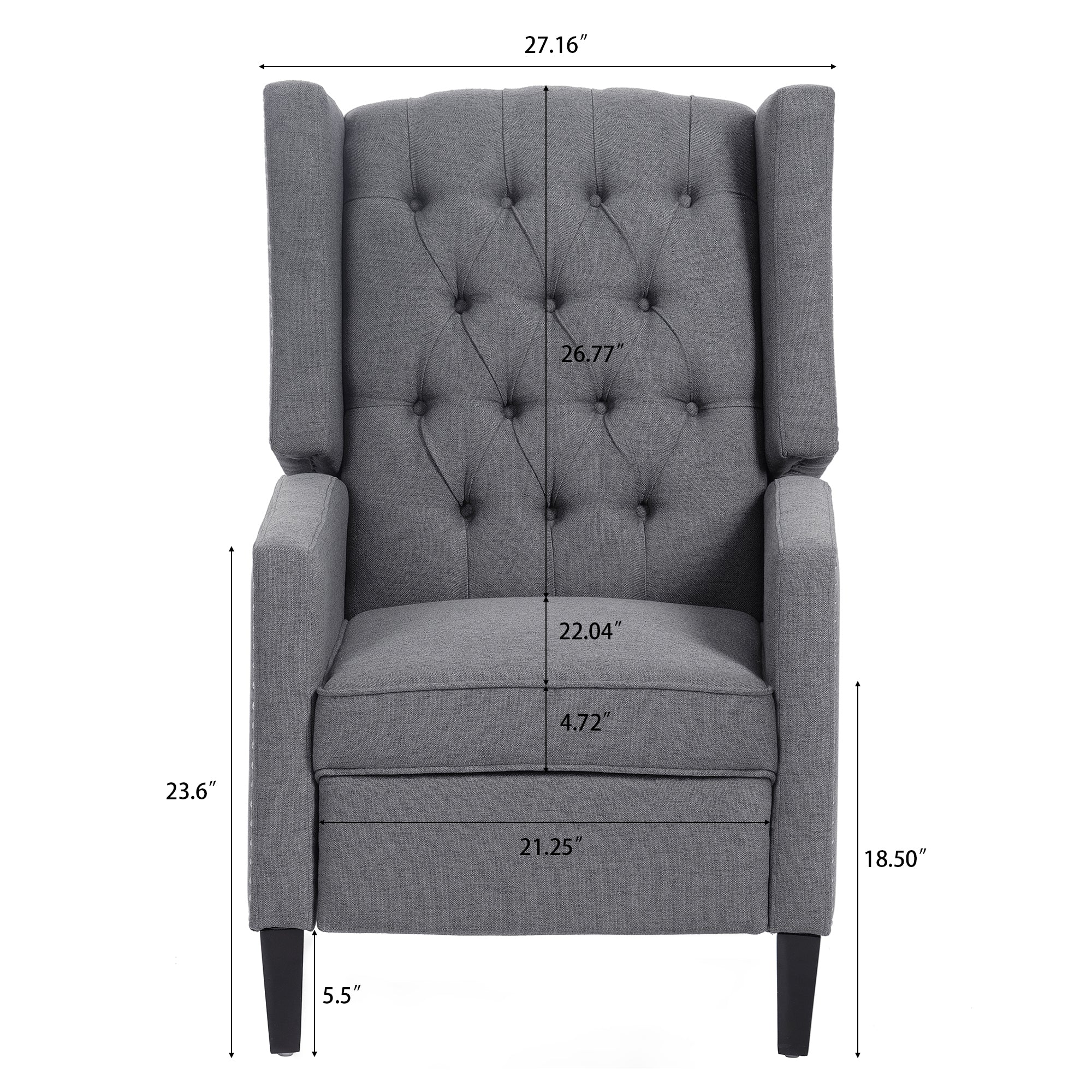 27" Wide Tufted Fabric Wingback Chair