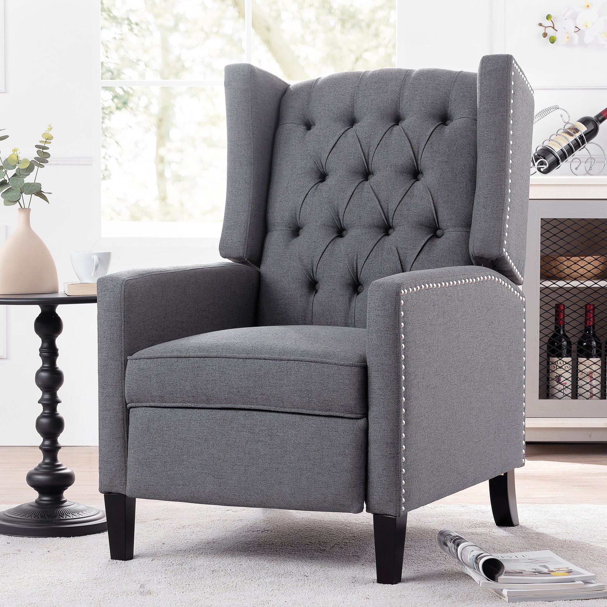 27" Wide Tufted Fabric Wingback Chair