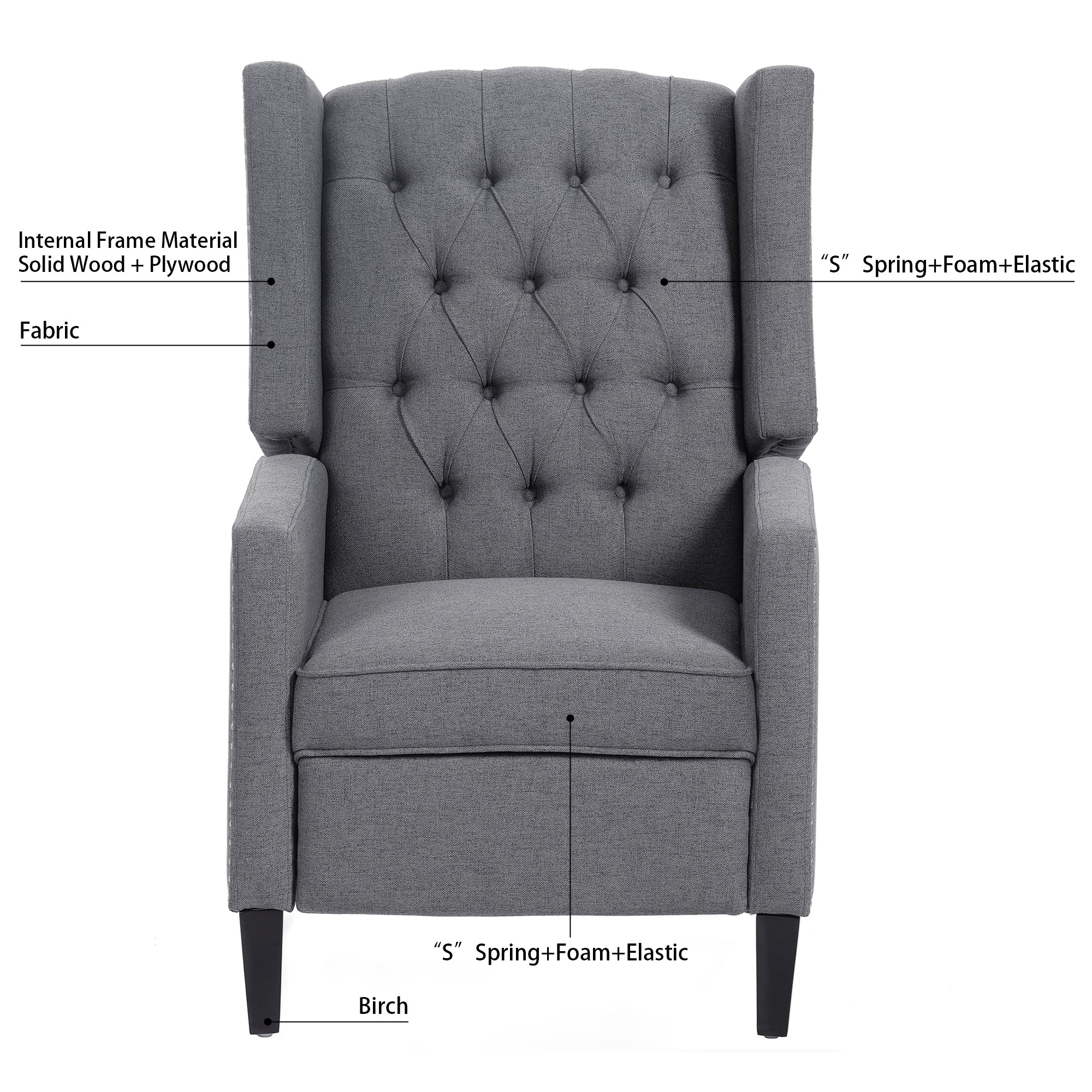 27" Wide Tufted Fabric Wingback Chair