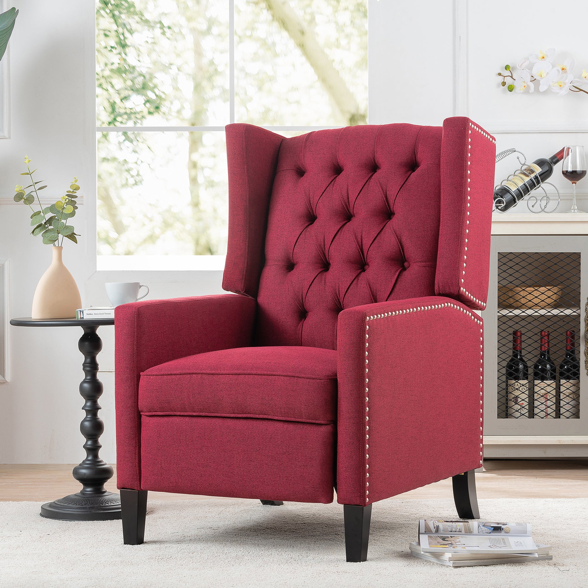 27" Wide Tufted Fabric Wingback Chair