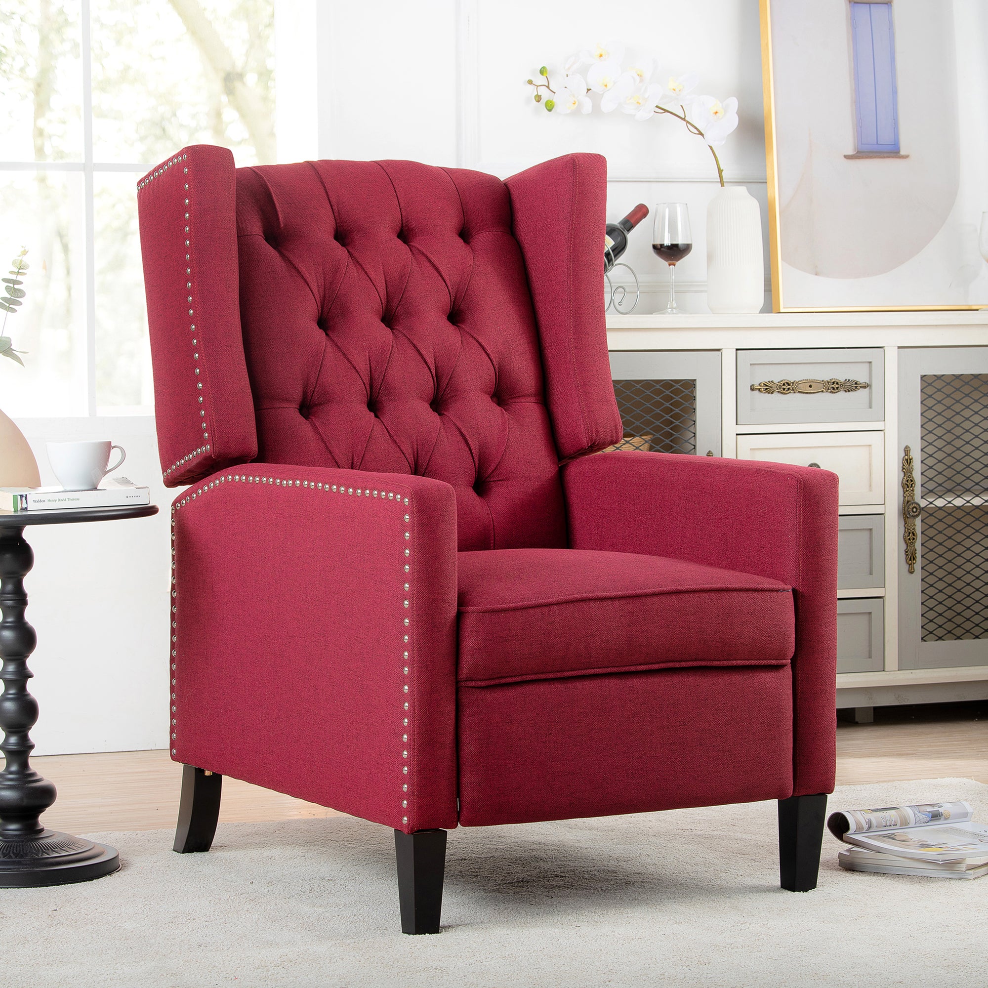 27" Wide Tufted Fabric Wingback Chair