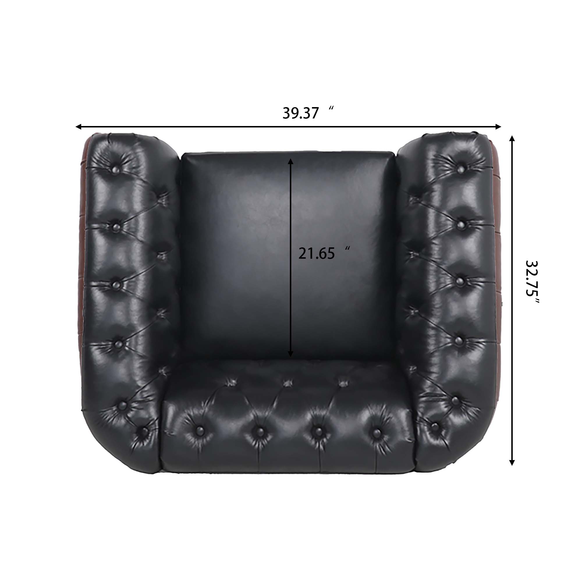 39" Wide Tufted Faux leather Chesterfield Chair