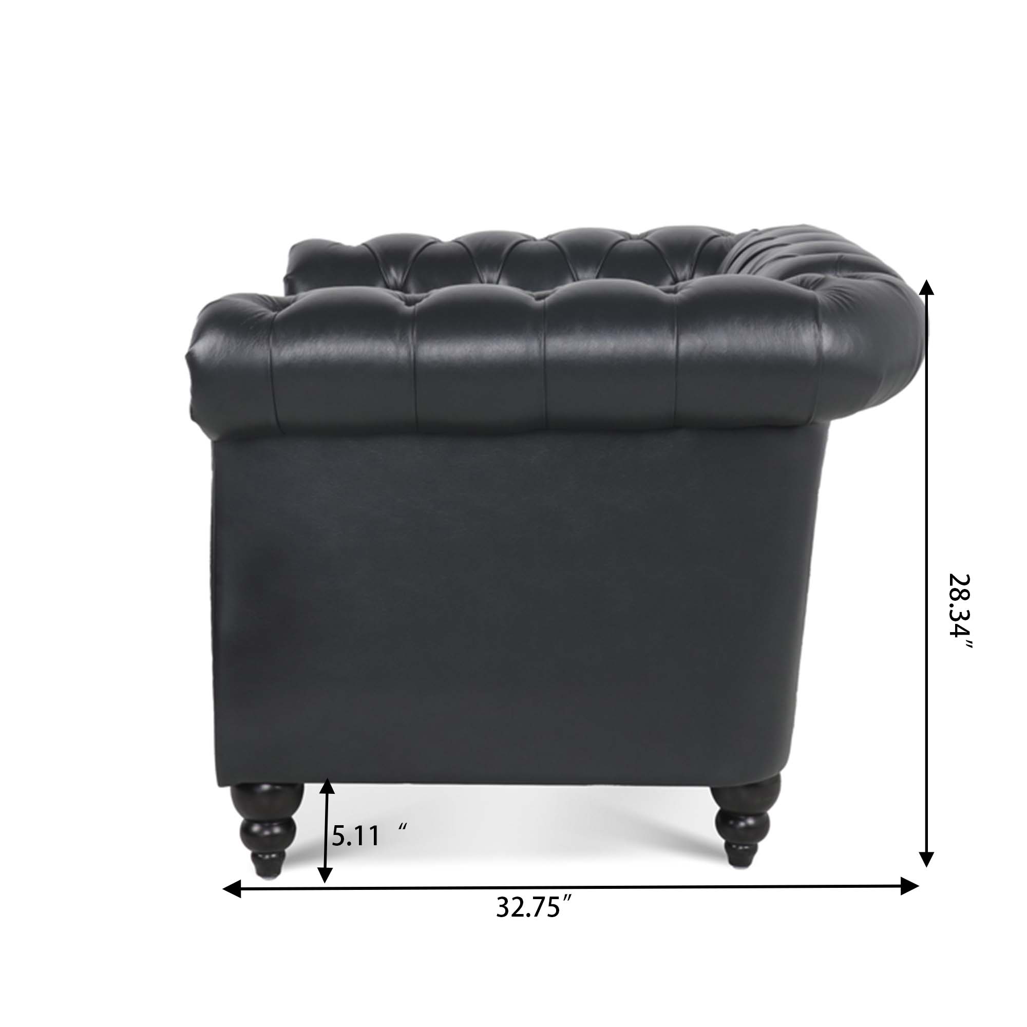 39" Wide Tufted Faux leather Chesterfield Chair
