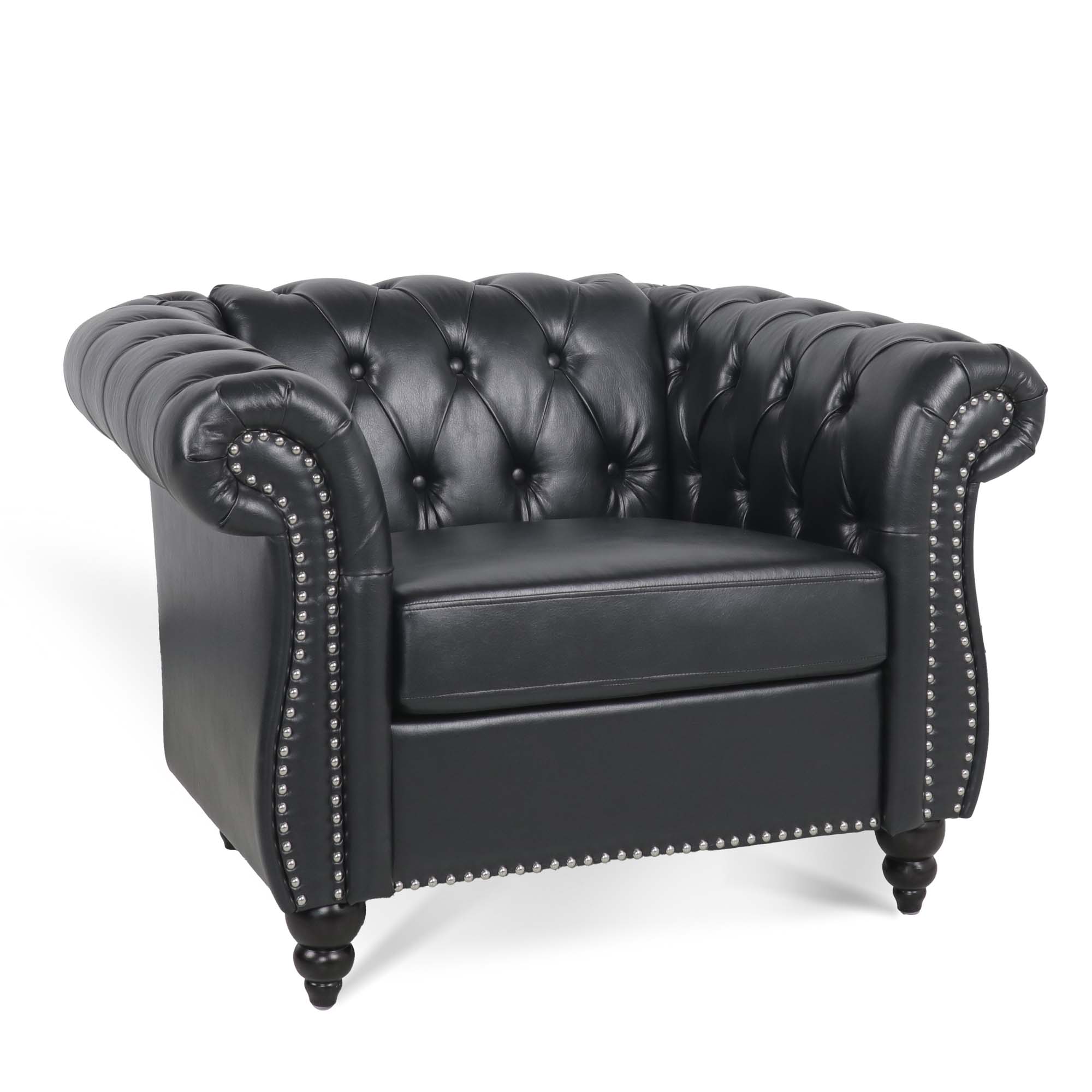 39" Wide Tufted Faux leather Chesterfield Chair