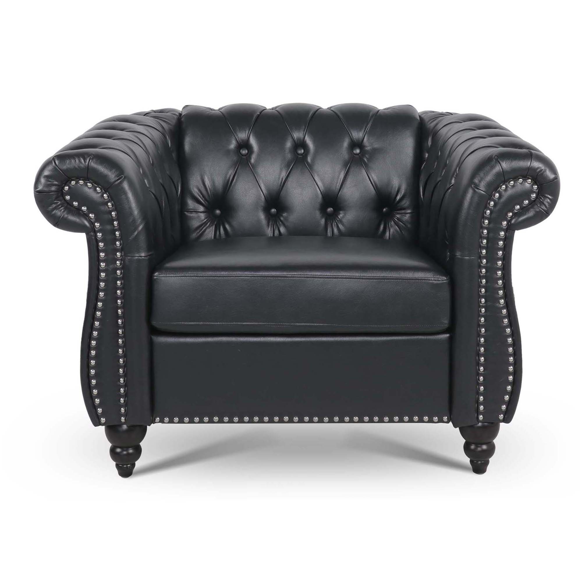 39" Wide Tufted Faux leather Chesterfield Chair