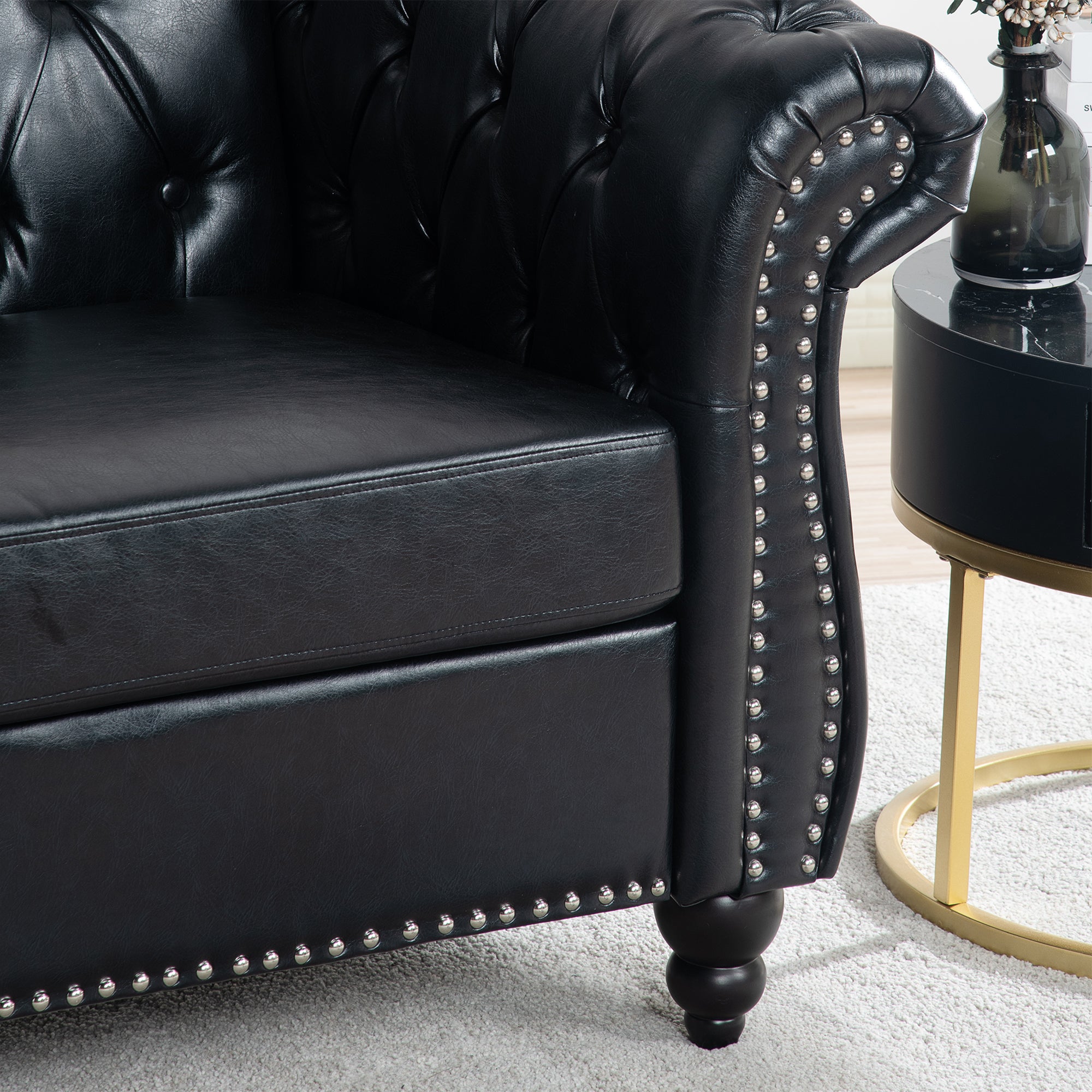 39" Wide Tufted Faux leather Chesterfield Chair