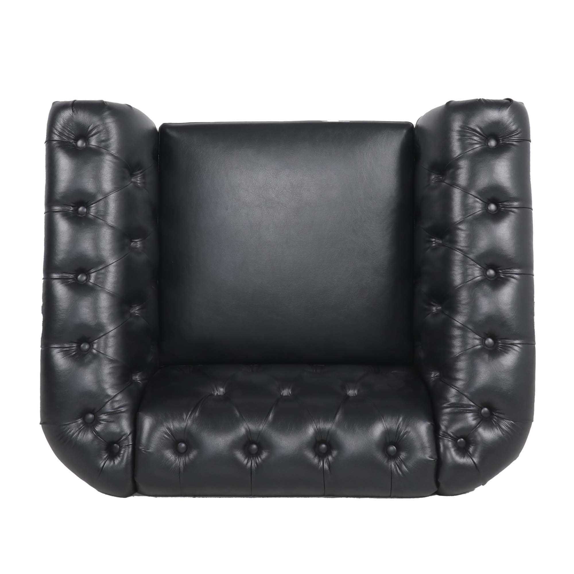 39" Wide Tufted Faux leather Chesterfield Chair