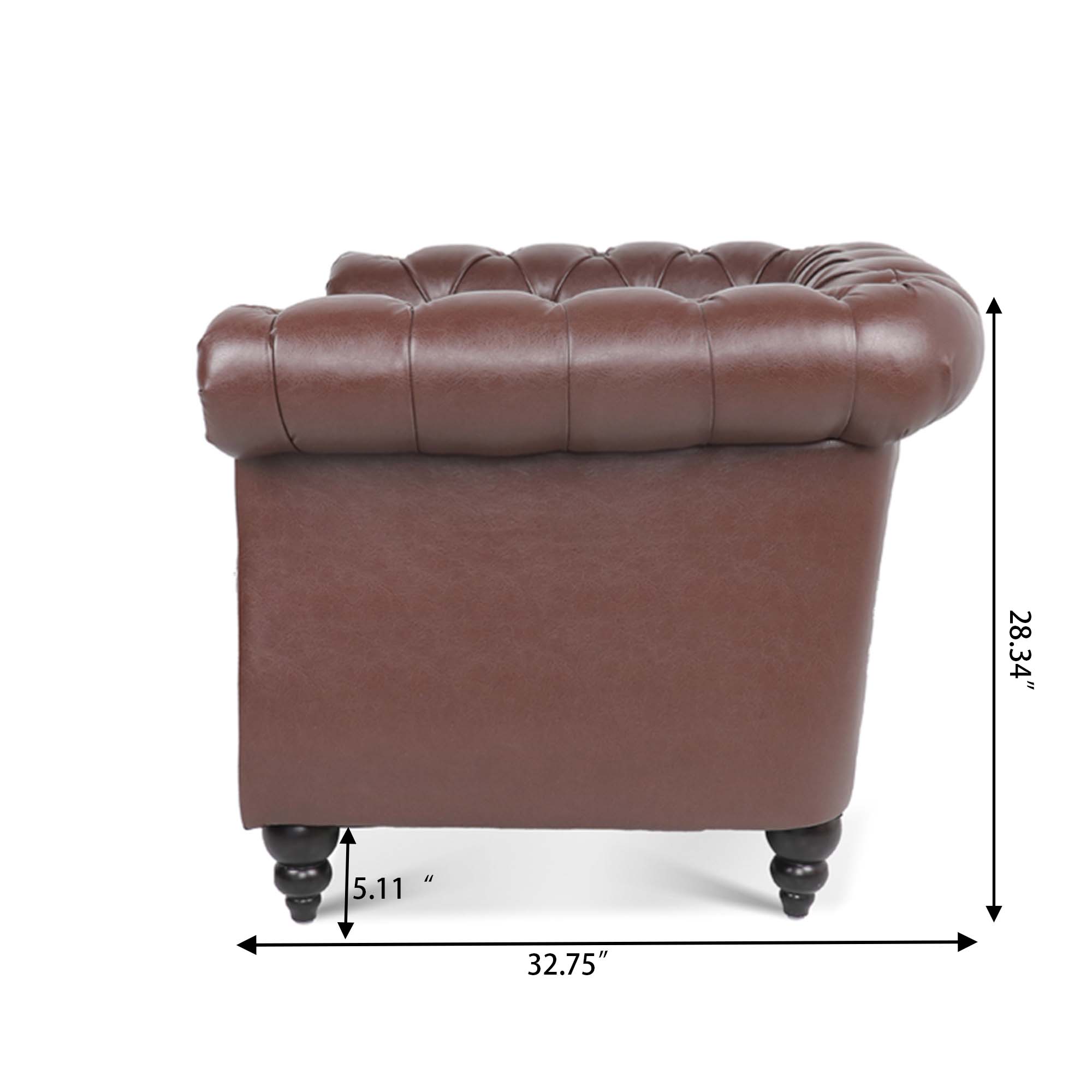39" Wide Tufted Faux leather Chesterfield Chair