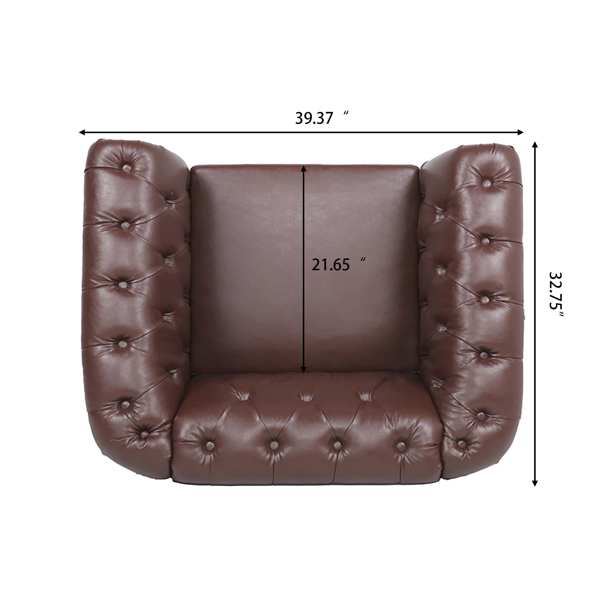 39" Wide Tufted Faux leather Chesterfield Chair