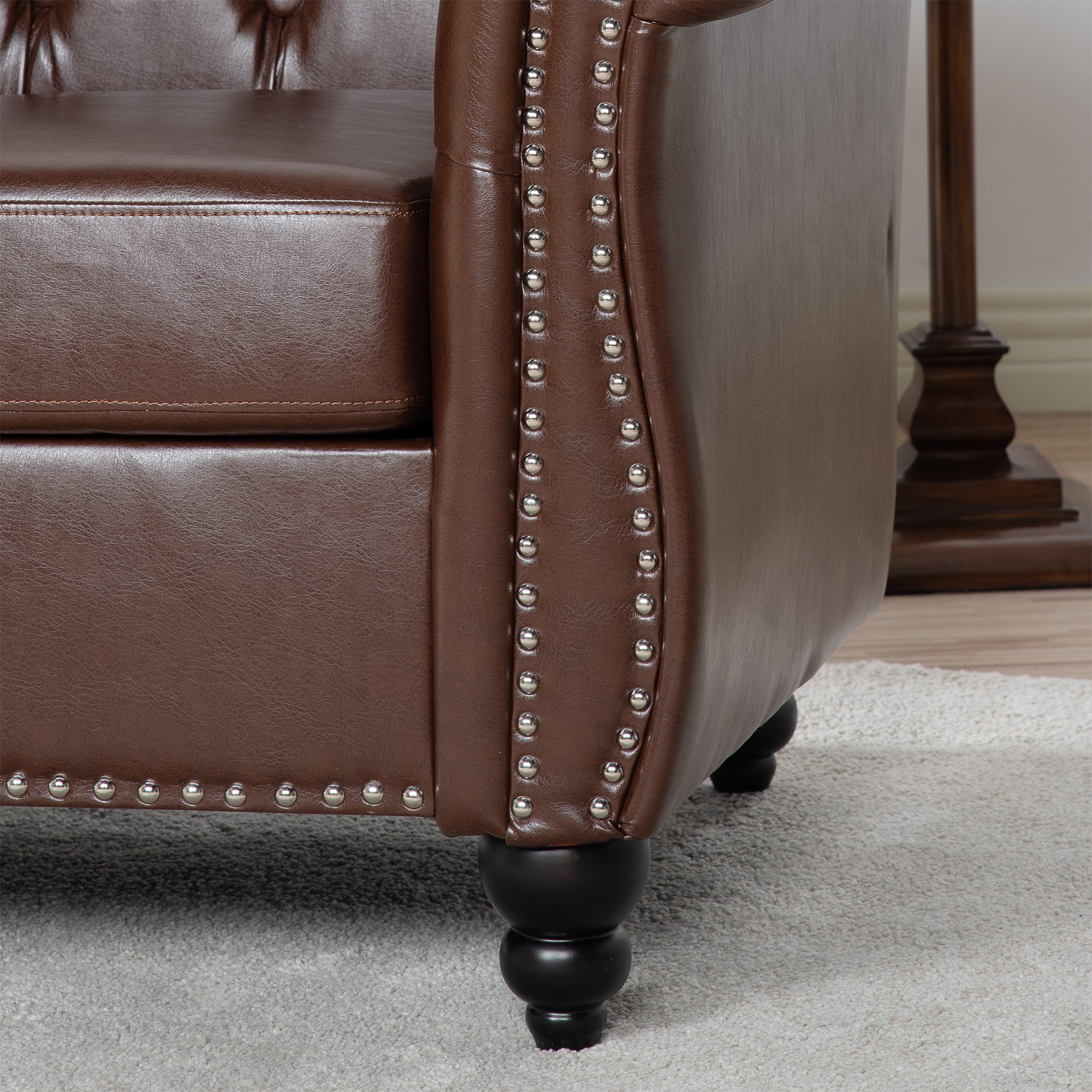 39" Wide Tufted Faux leather Chesterfield Chair