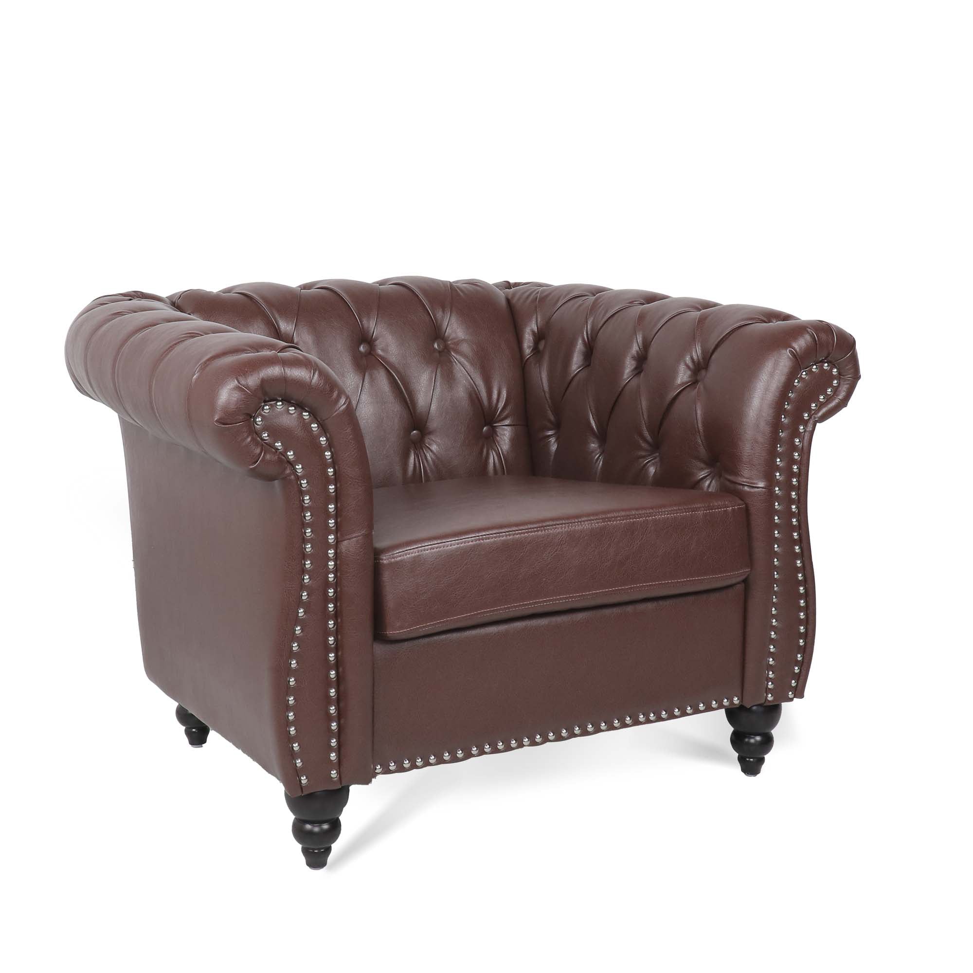 39" Wide Tufted Faux leather Chesterfield Chair