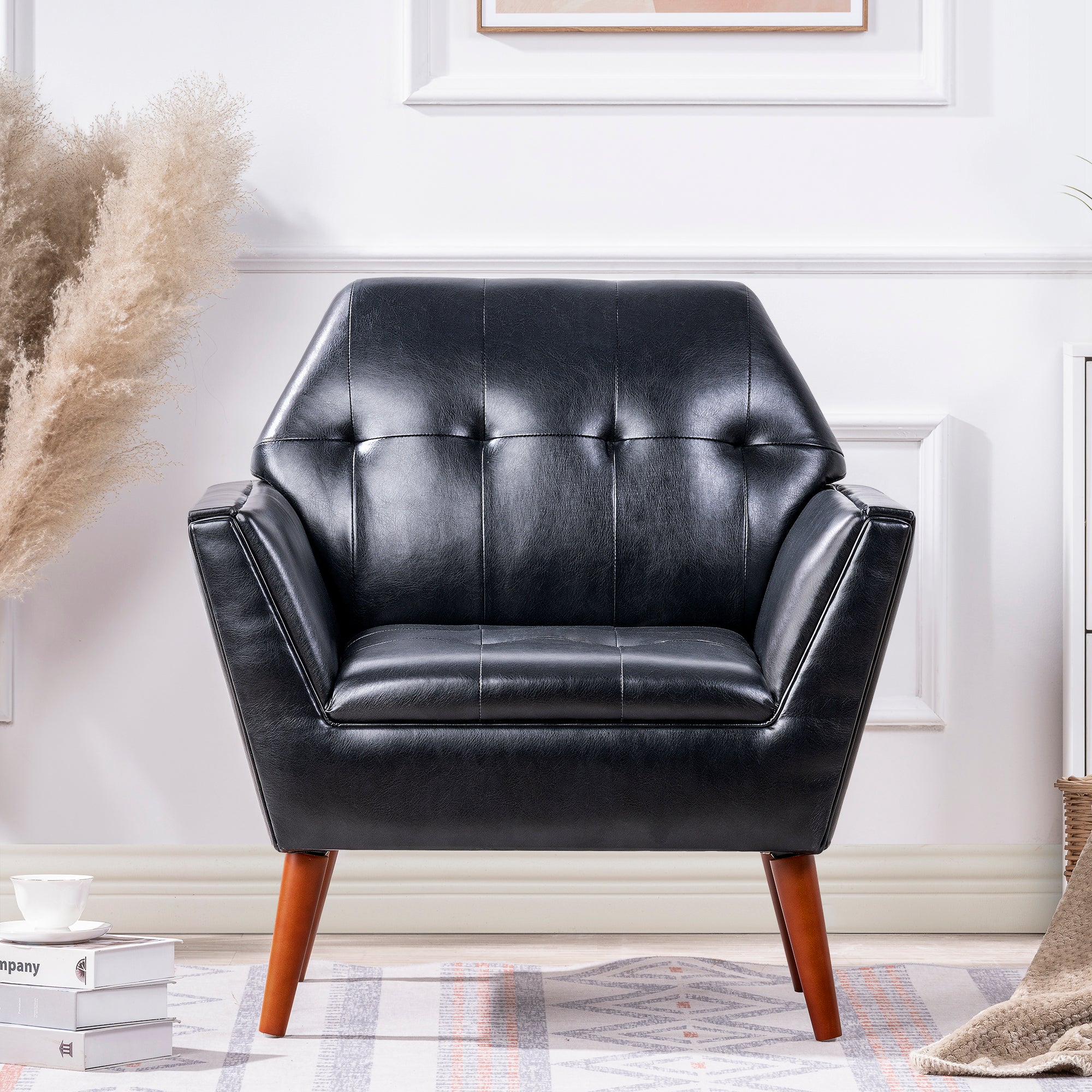 32" Wide Tufted polyester/Faux leather Armchair