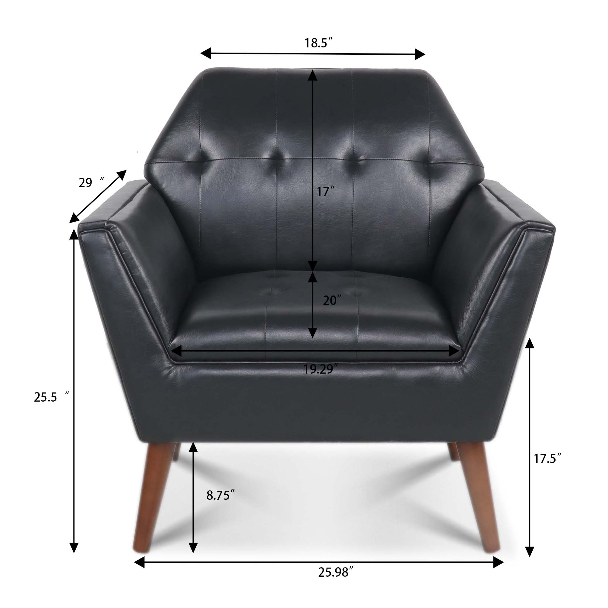 32" Wide Tufted polyester/Faux leather Armchair