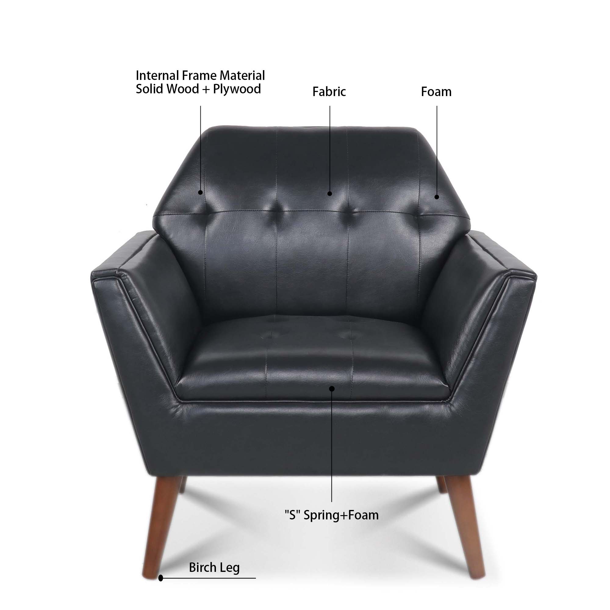 32" Wide Tufted polyester/Faux leather Armchair