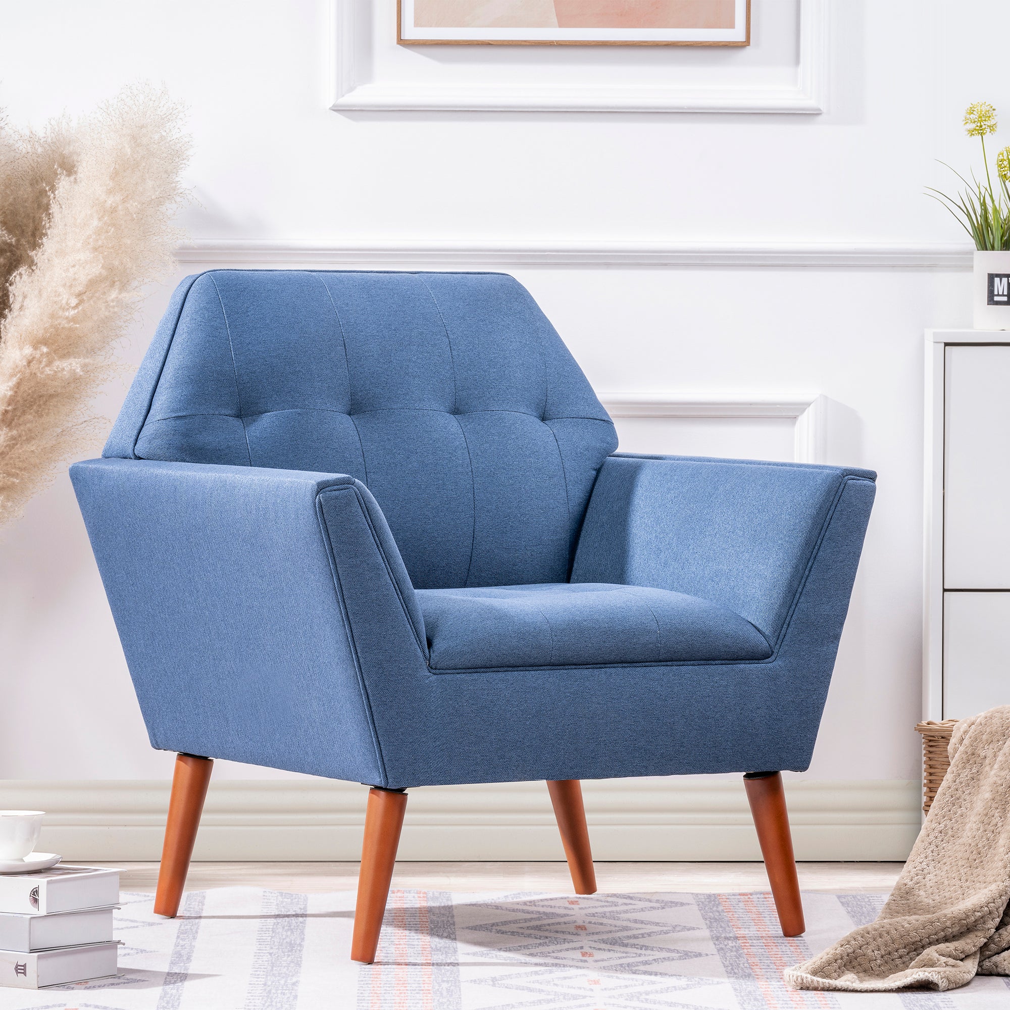 32" Wide Tufted polyester/Faux leather Armchair