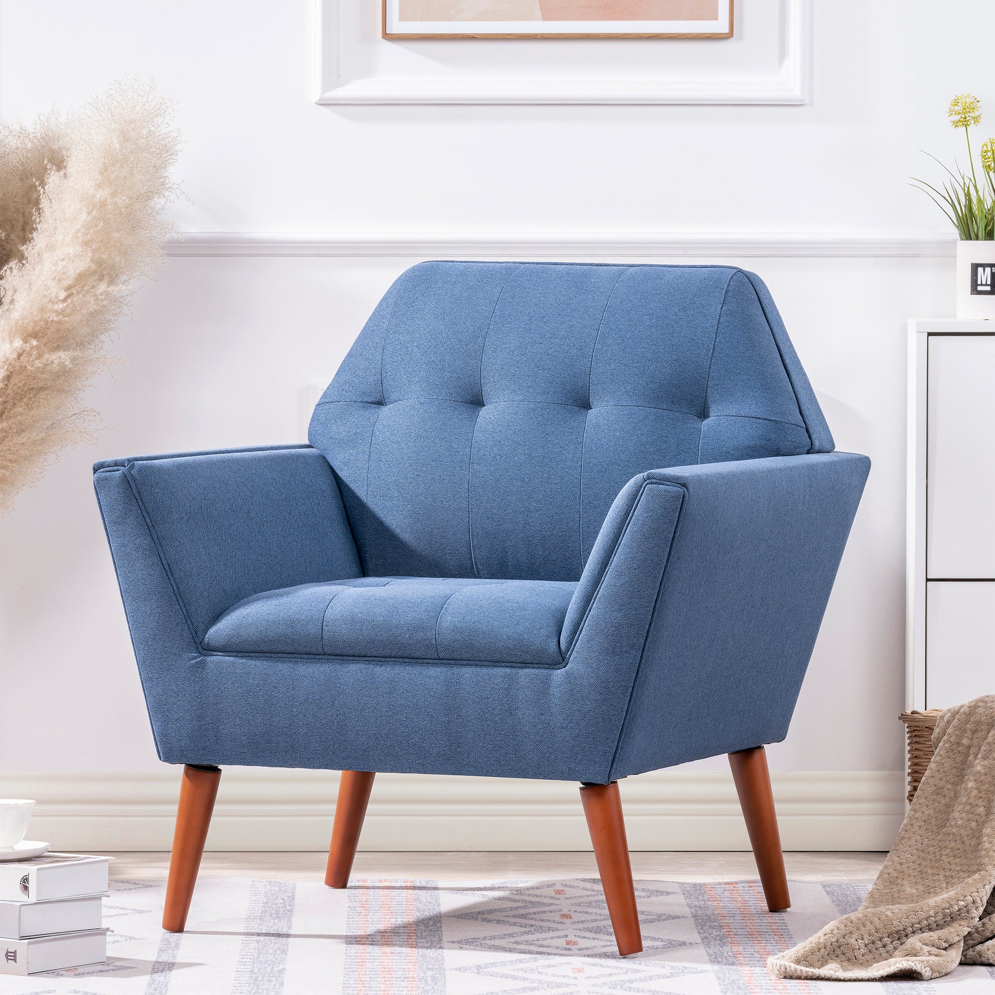 32" Wide Tufted polyester/Faux leather Armchair