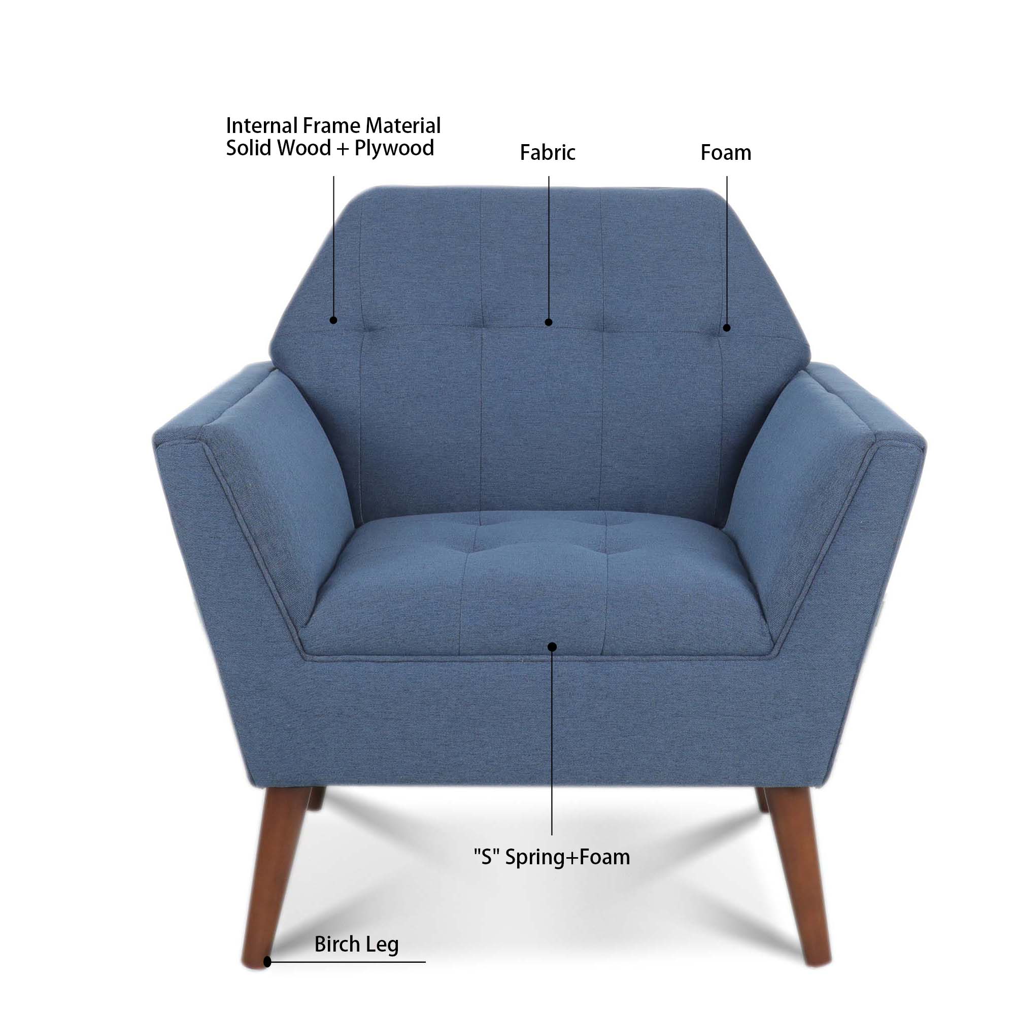 32" Wide Tufted polyester/Faux leather Armchair