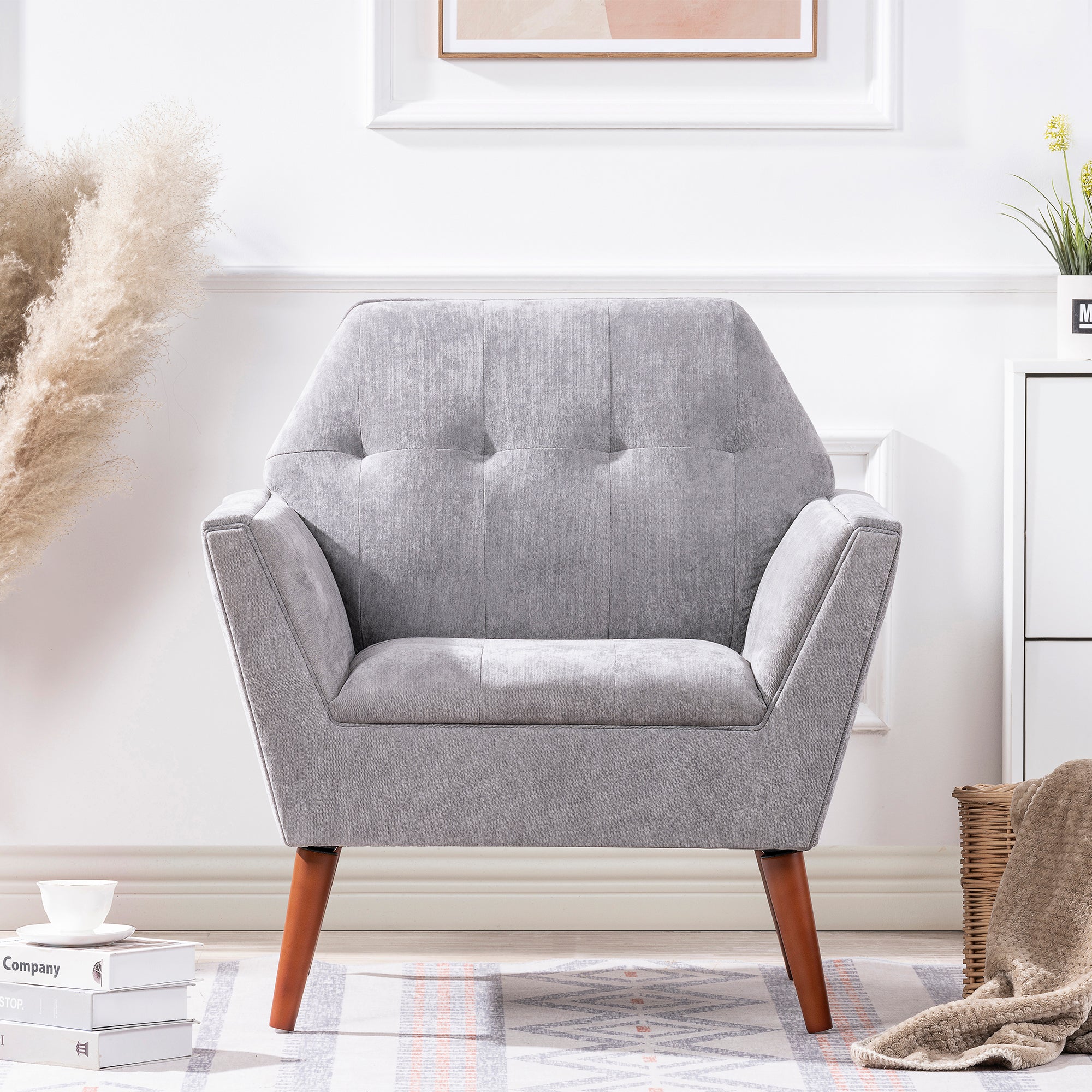 32" Wide Tufted polyester/Faux leather Armchair
