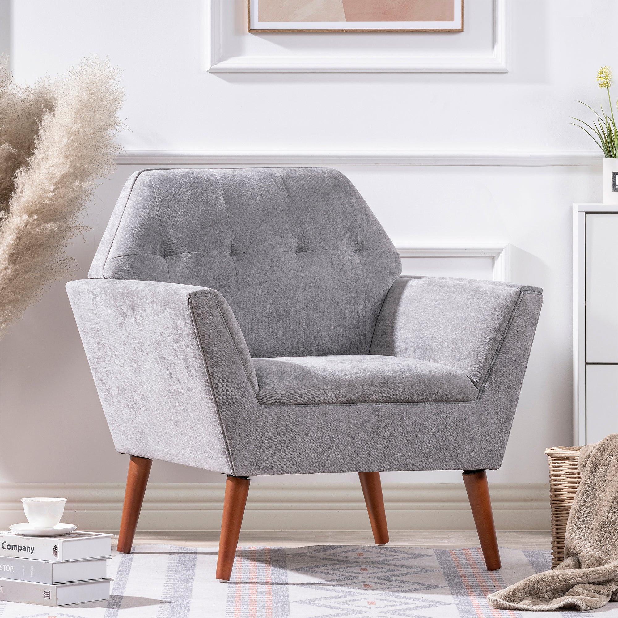 32" Wide Tufted polyester/Faux leather Armchair