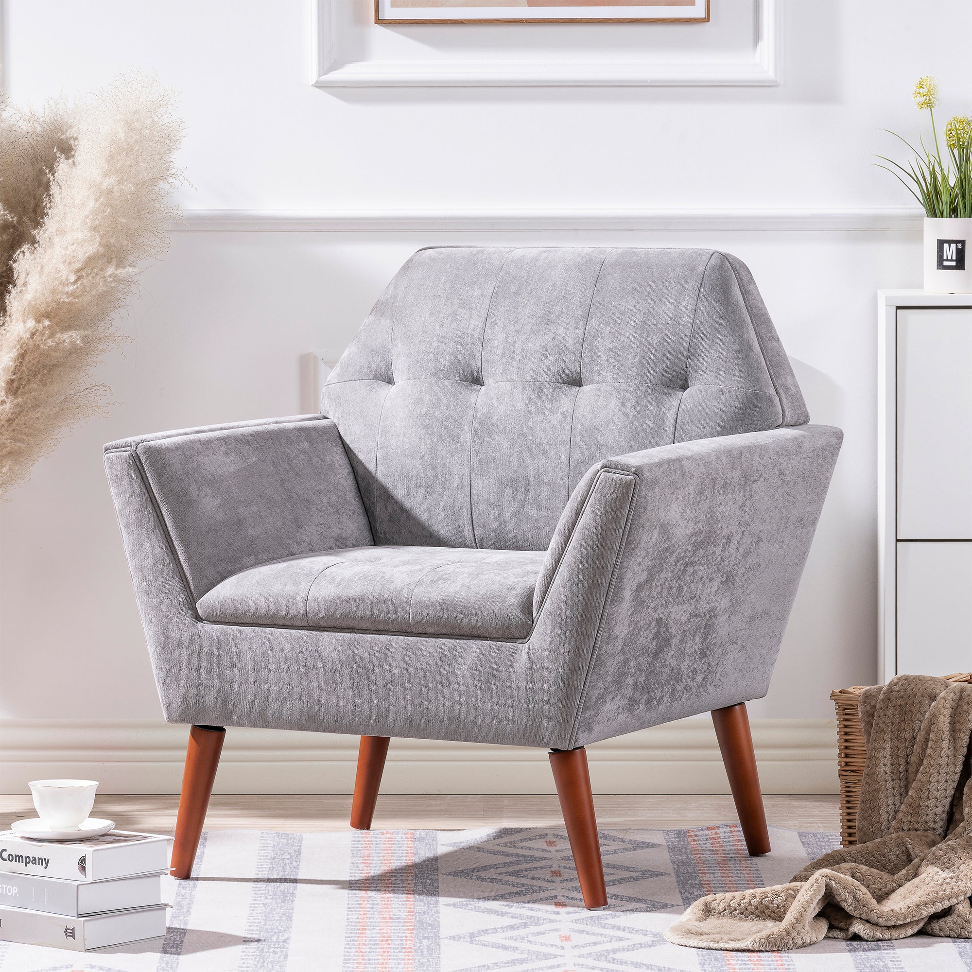 32" Wide Tufted polyester/Faux leather Armchair