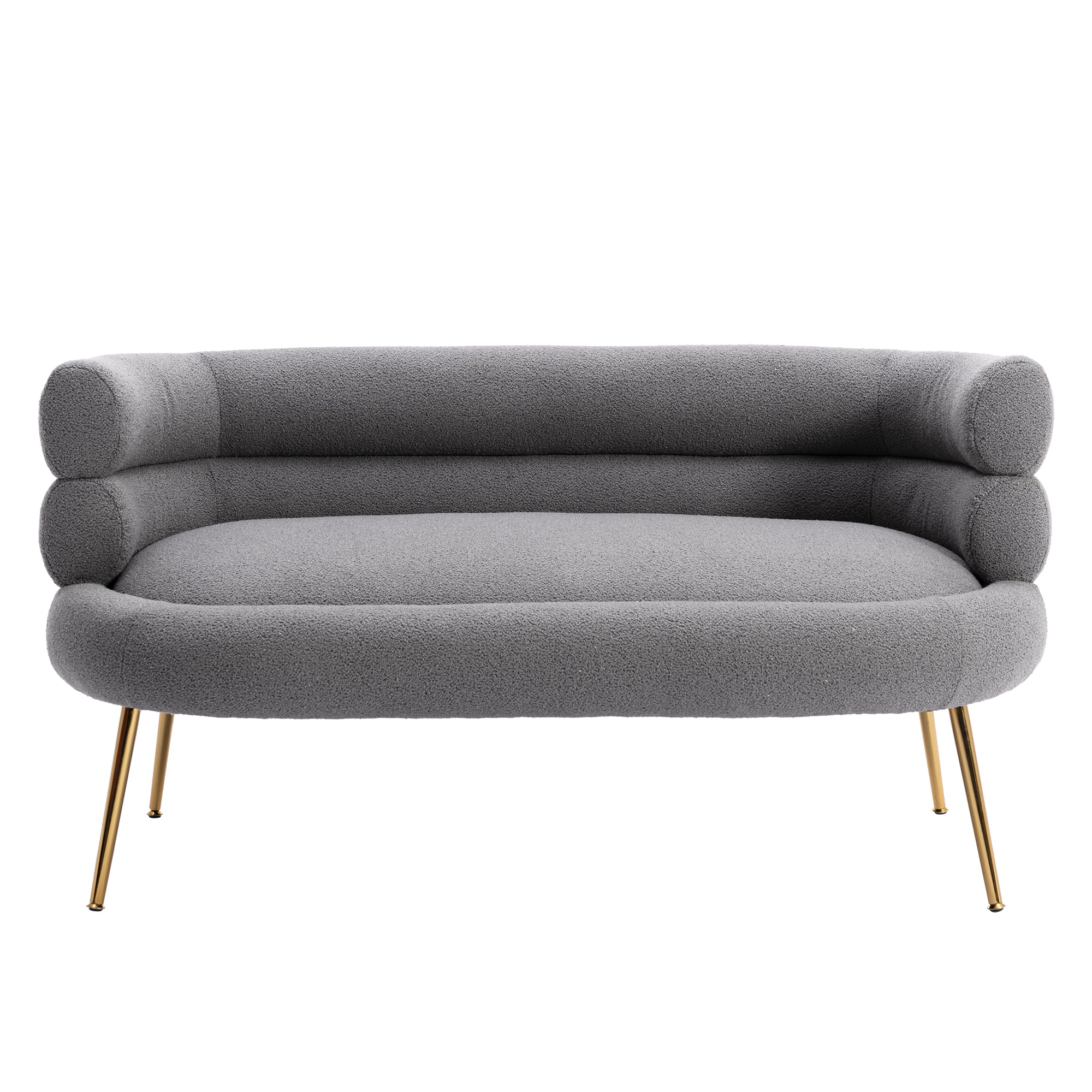 53" Round Arm Settee with Metal Legs