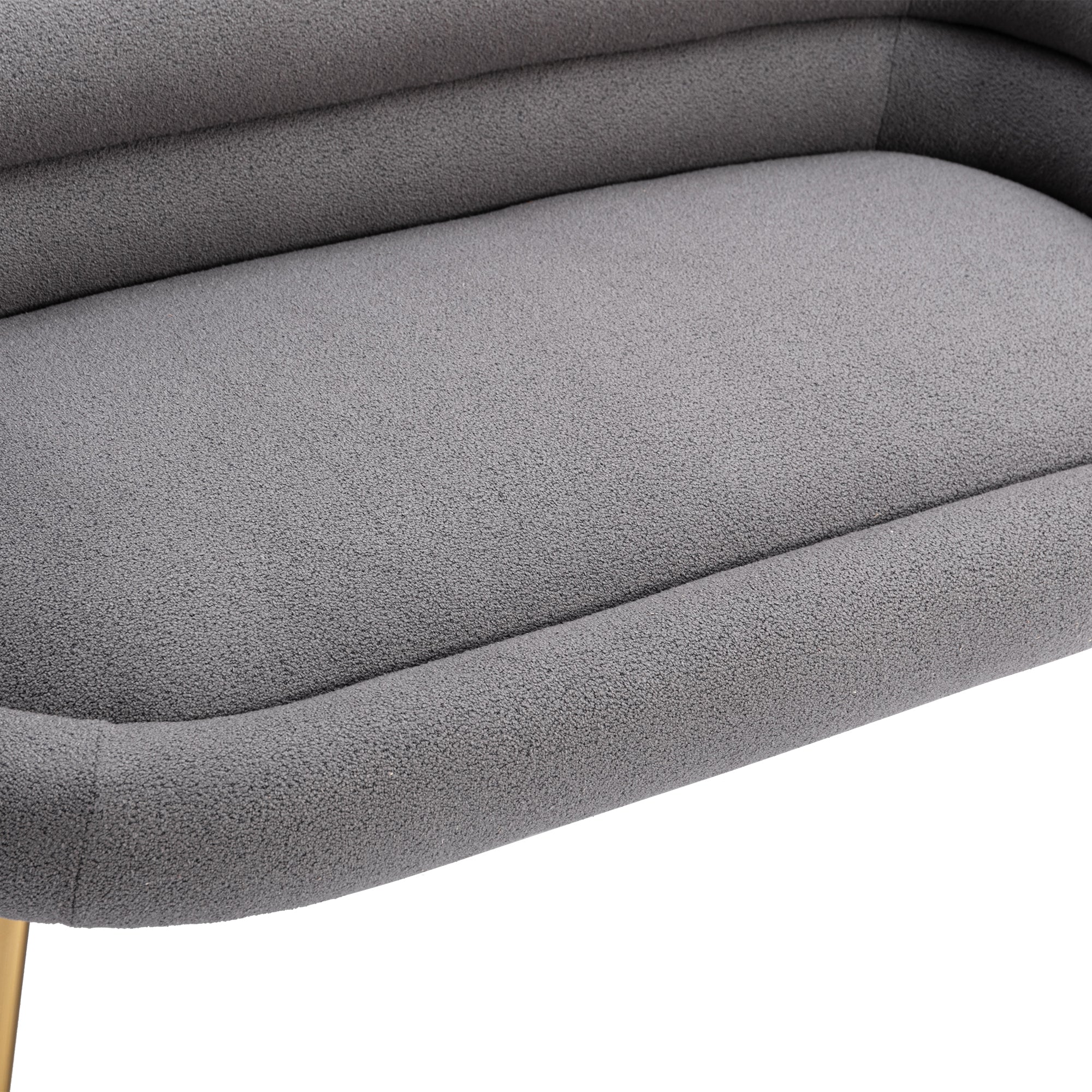 53" Round Arm Settee with Metal Legs