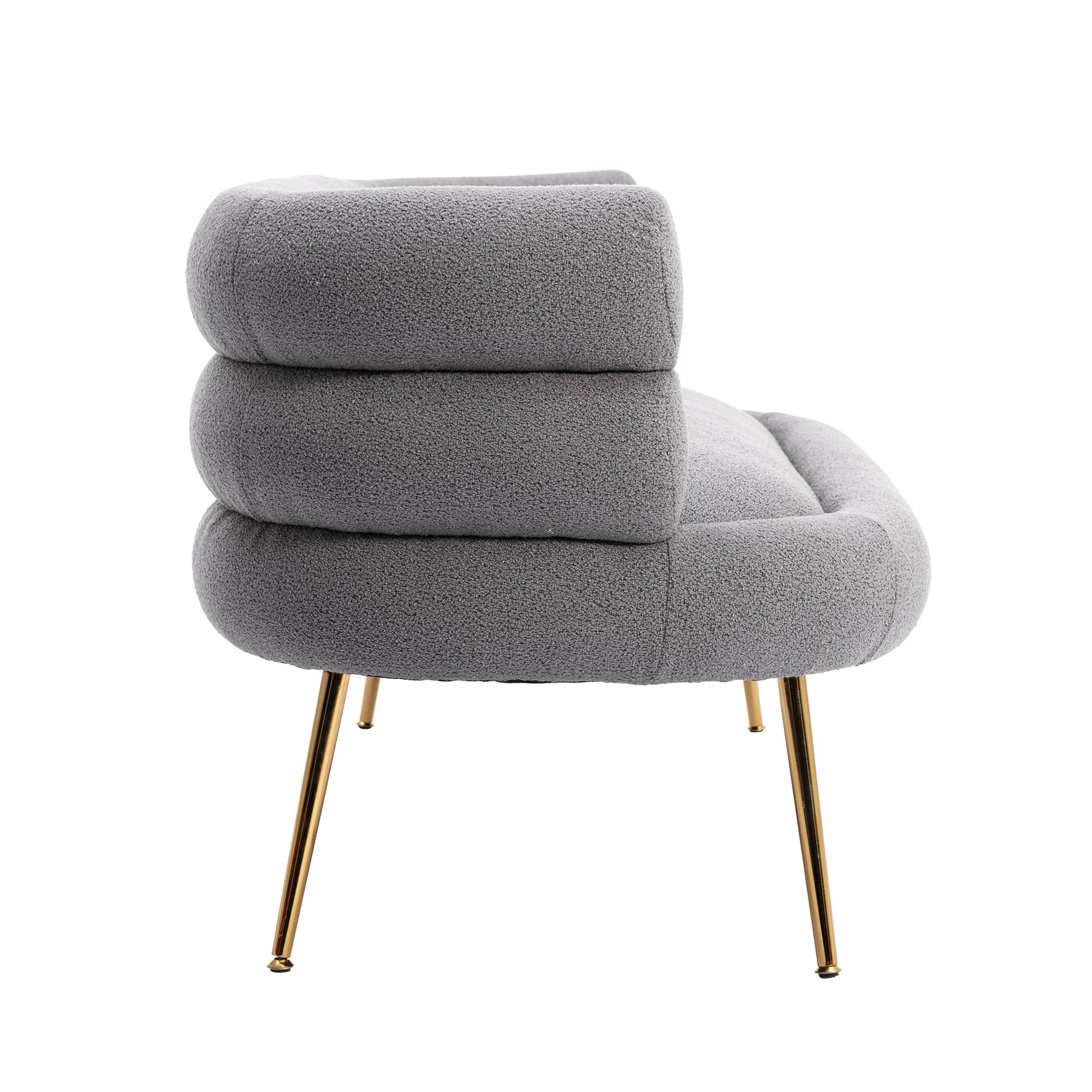 53" Round Arm Settee with Metal Legs
