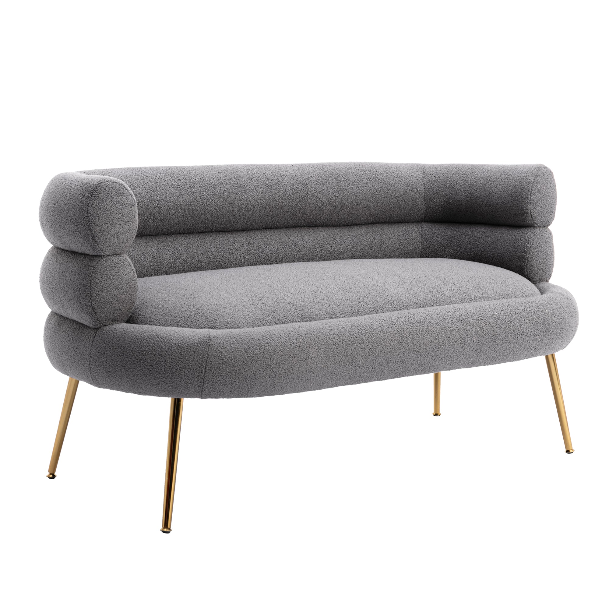 53" Round Arm Settee with Metal Legs