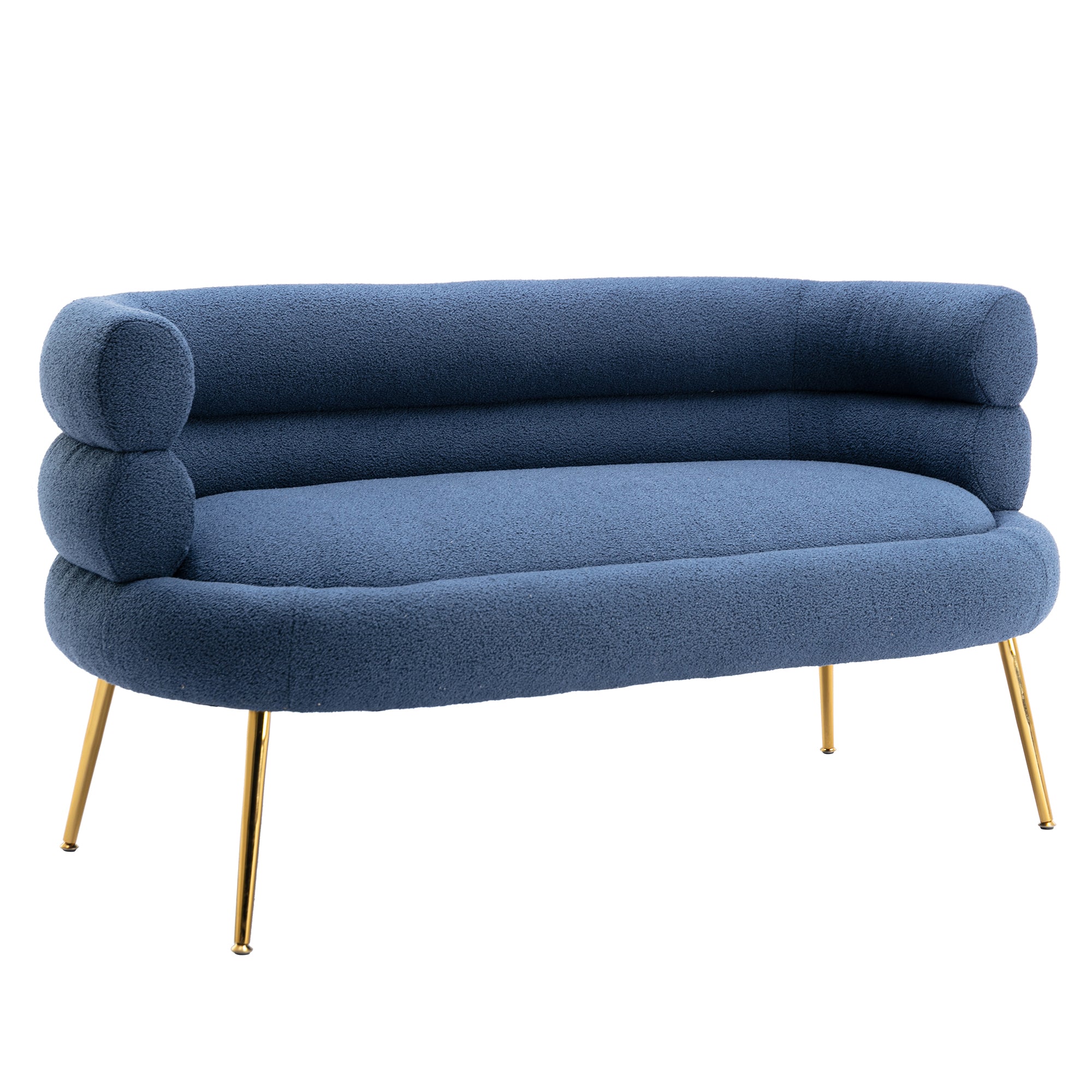 53" Round Arm Settee with Metal Legs