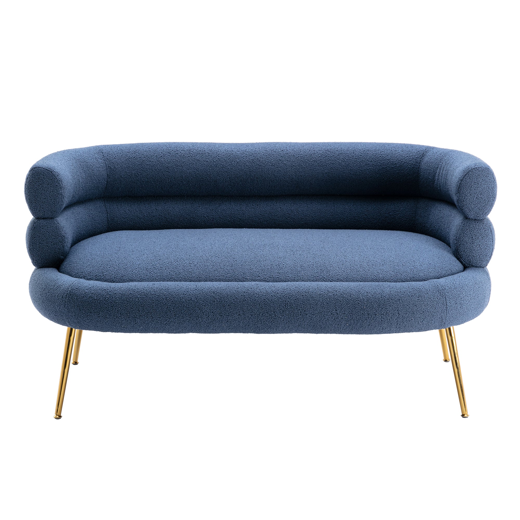53" Round Arm Settee with Metal Legs