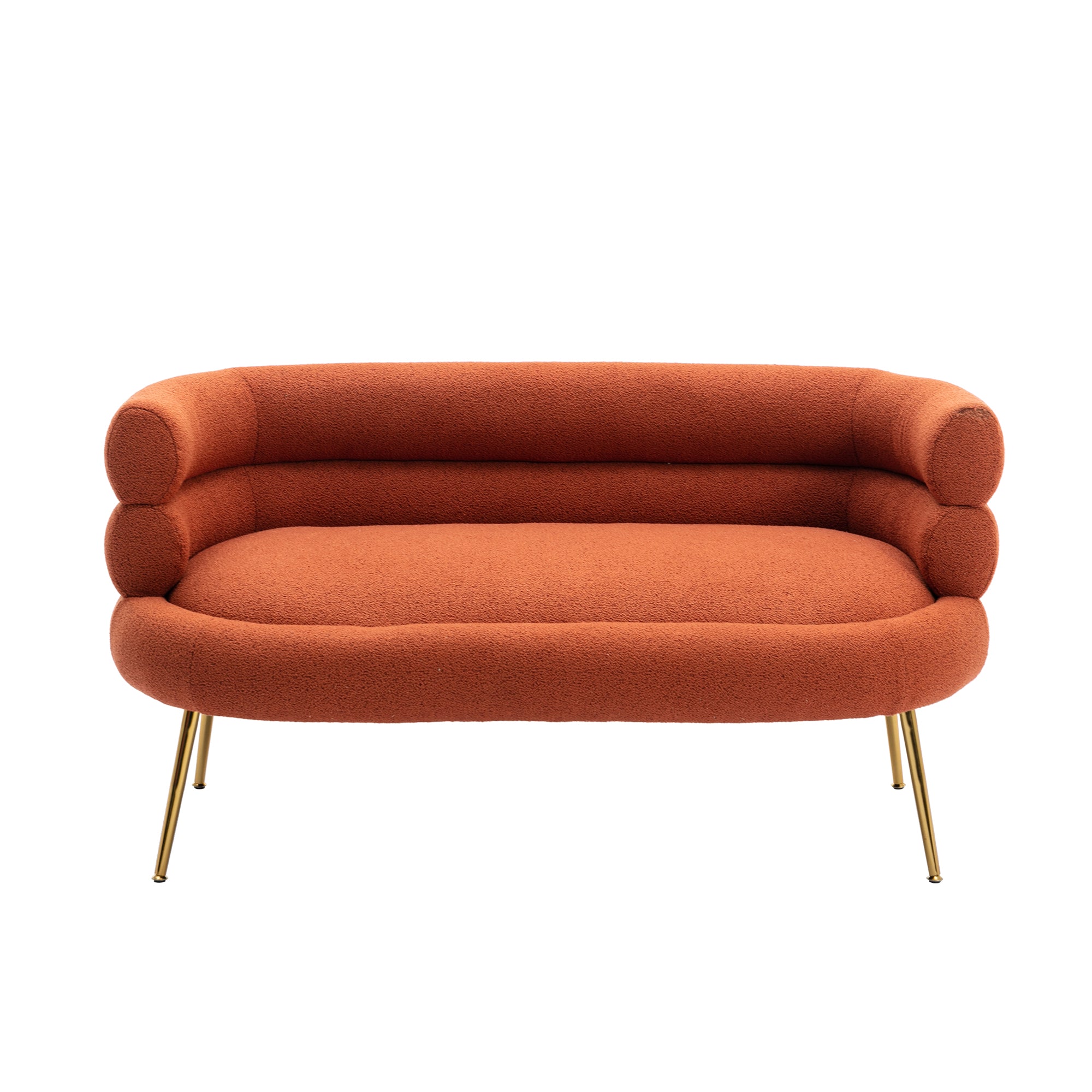 53" Round Arm Settee with Metal Legs