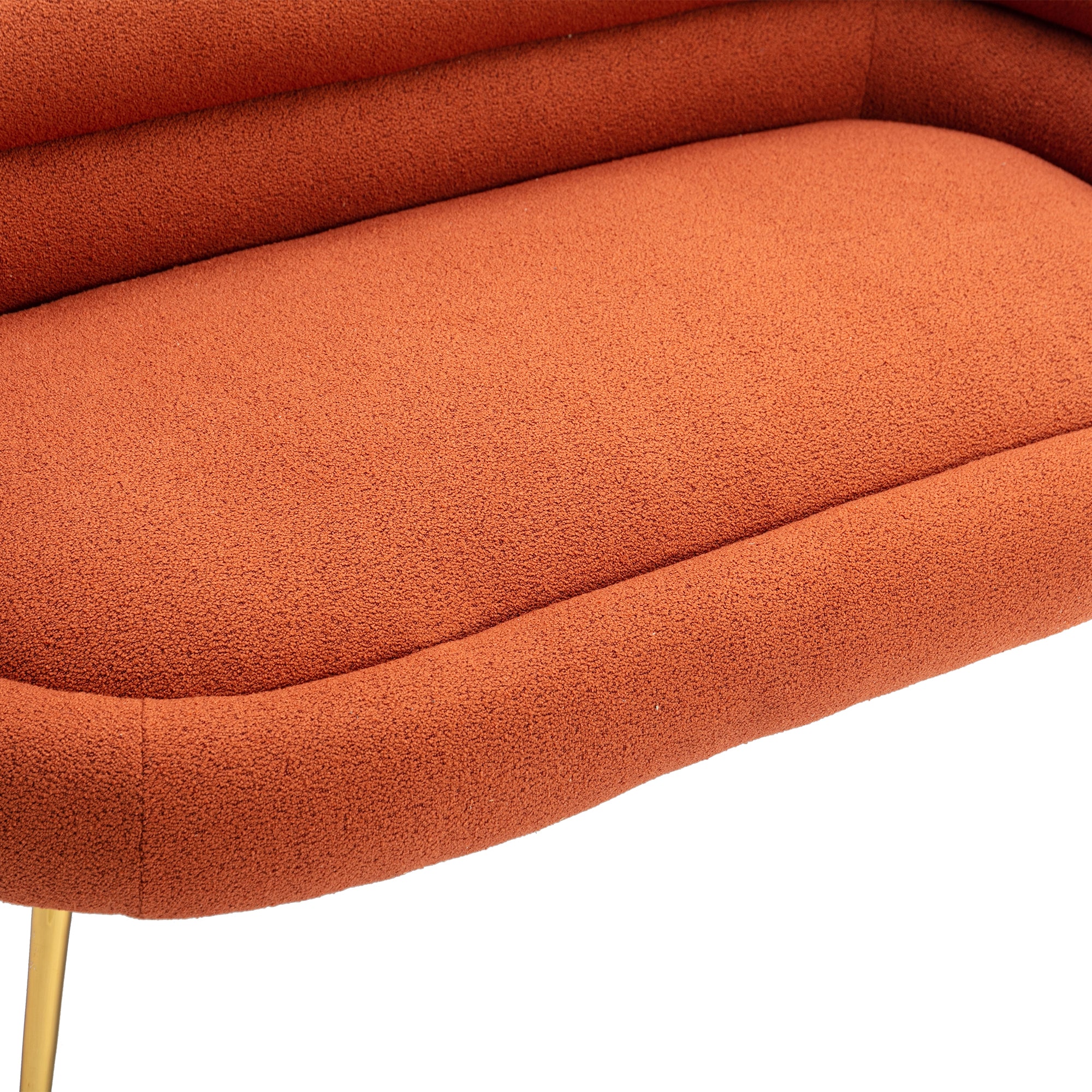 53" Round Arm Settee with Metal Legs