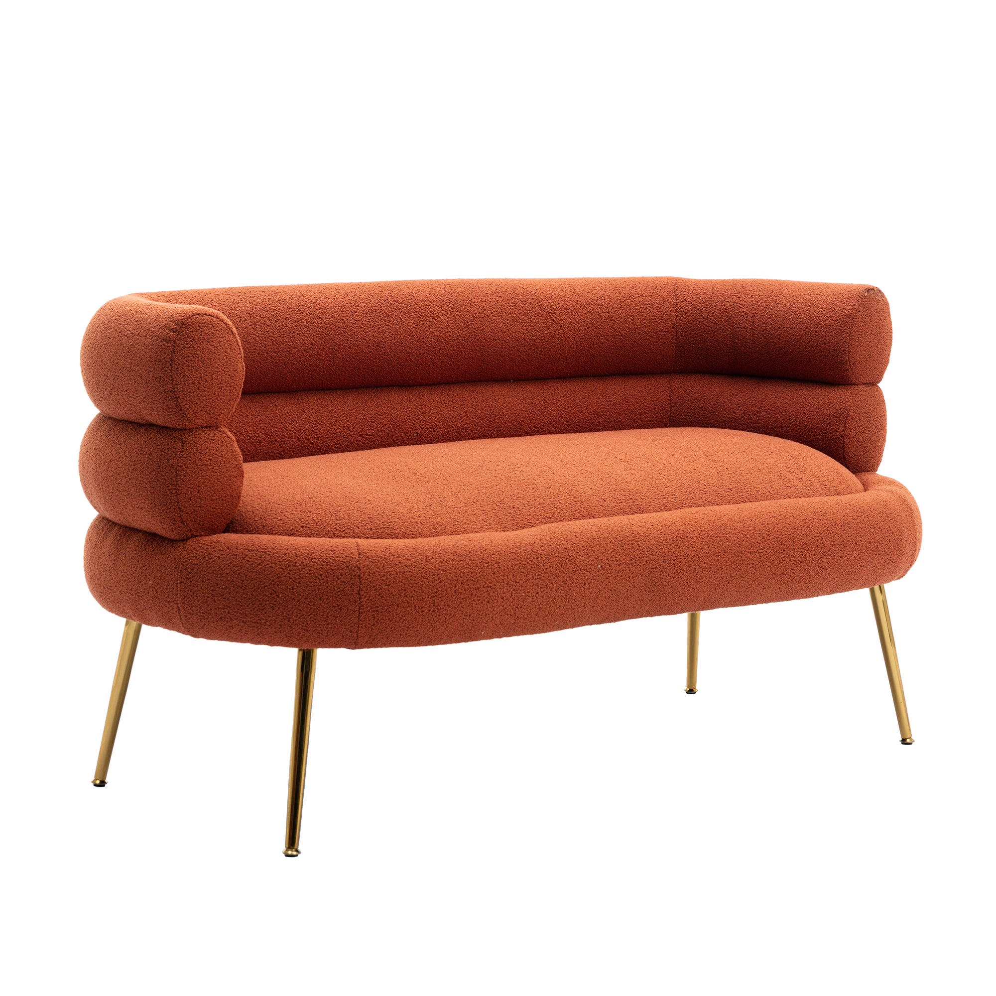 53" Round Arm Settee with Metal Legs