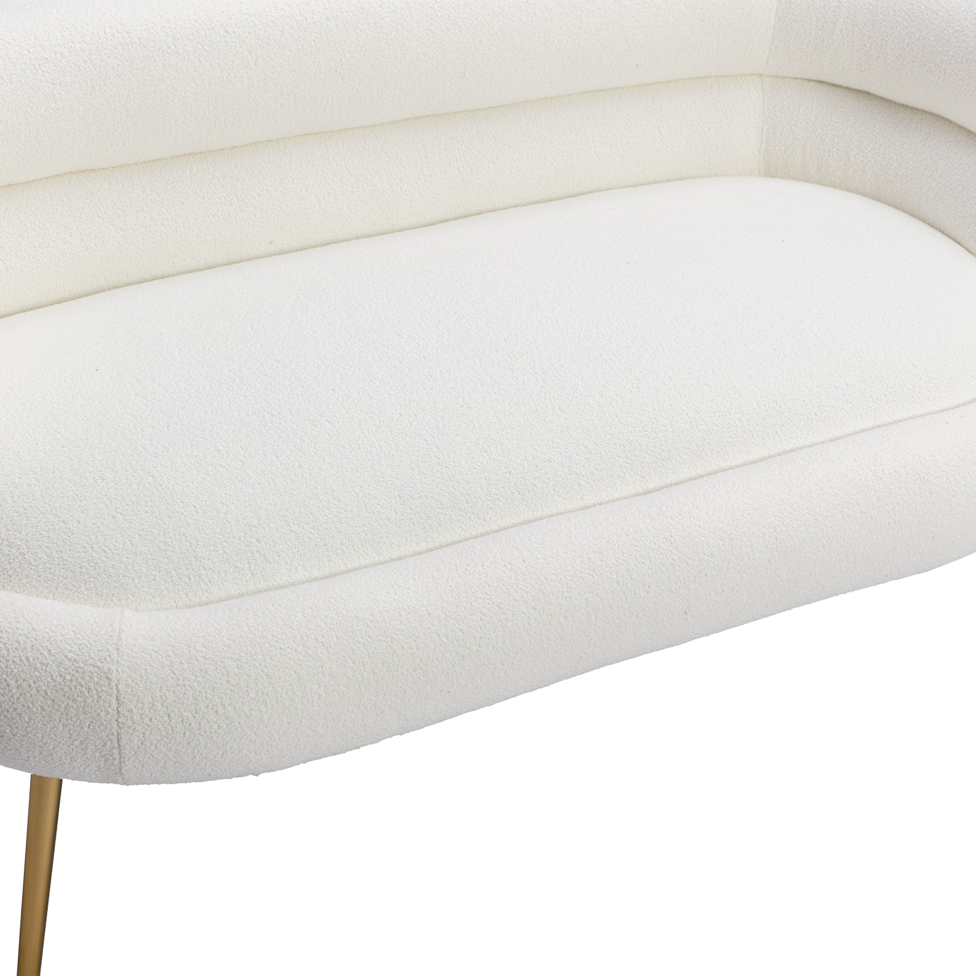 53" Round Arm Settee with Metal Legs