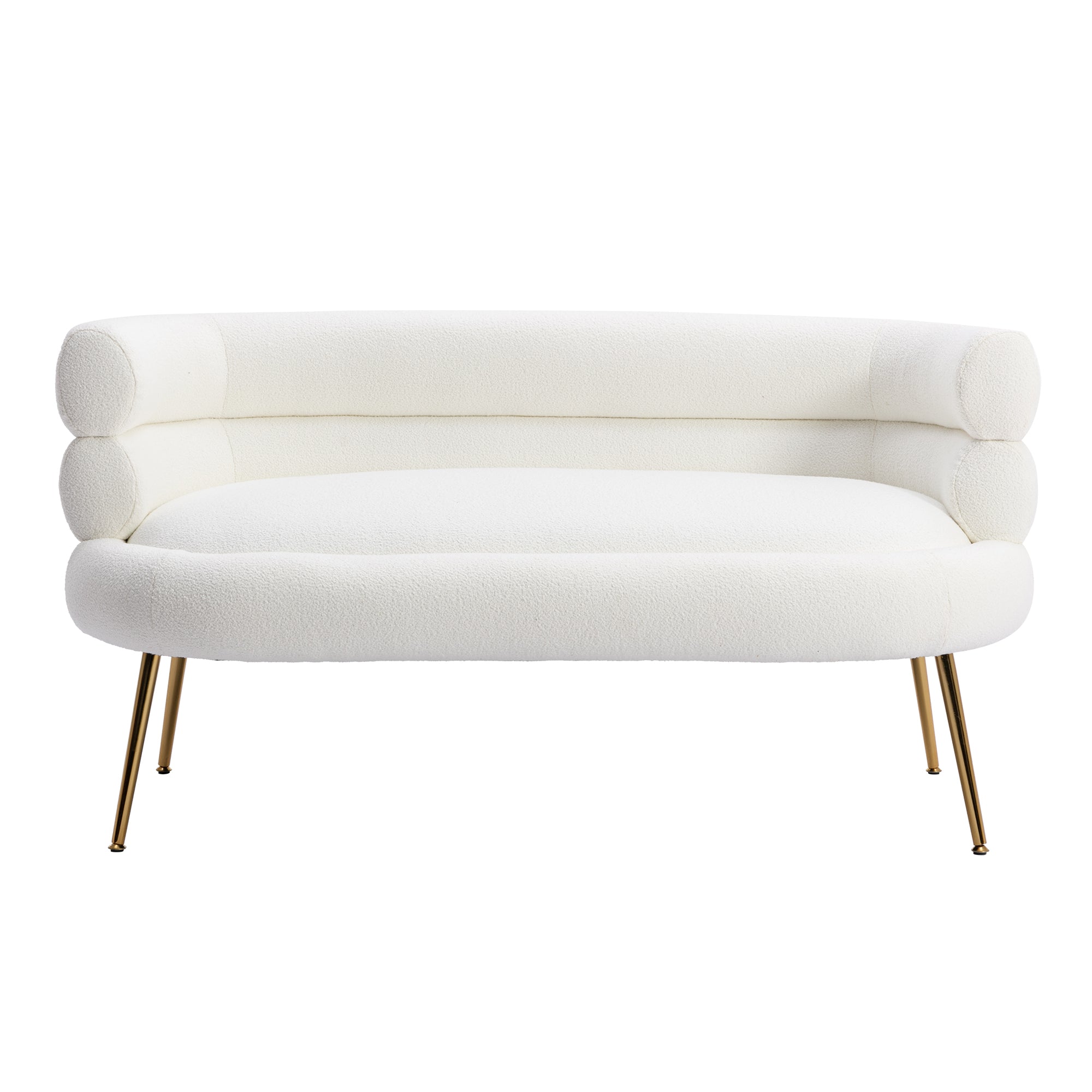 53" Round Arm Settee with Metal Legs