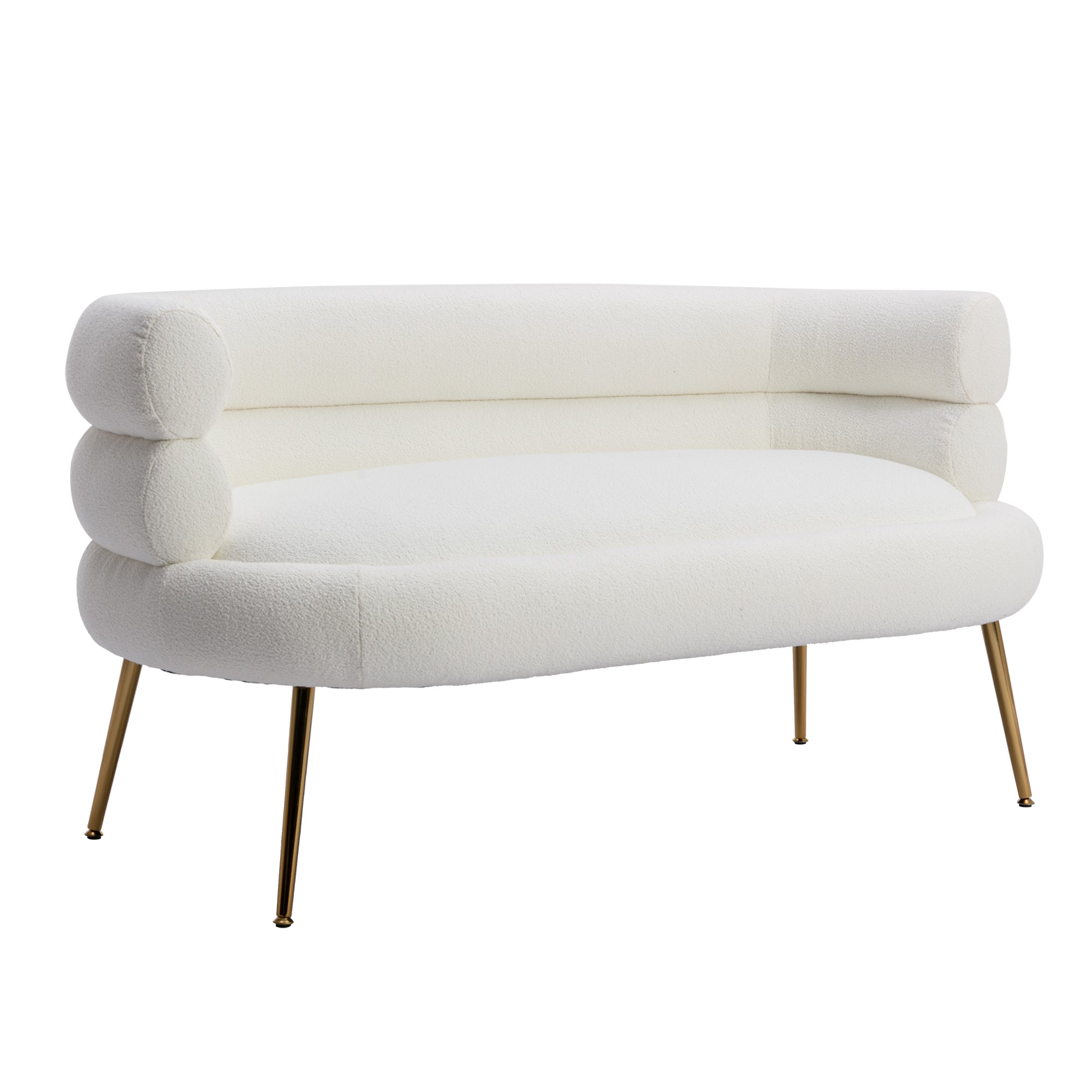 53" Round Arm Settee with Metal Legs